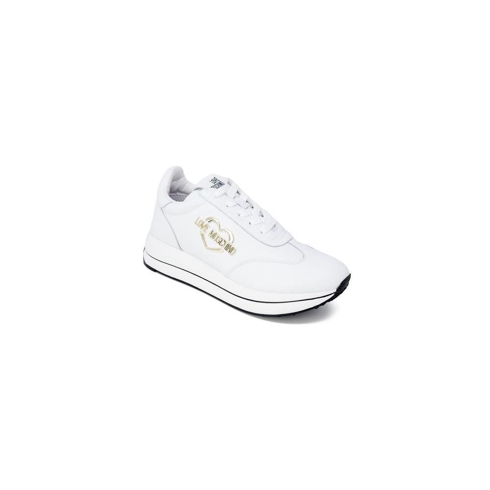 Love Moschino White Leather Low Top Sneakers | Regal Royce