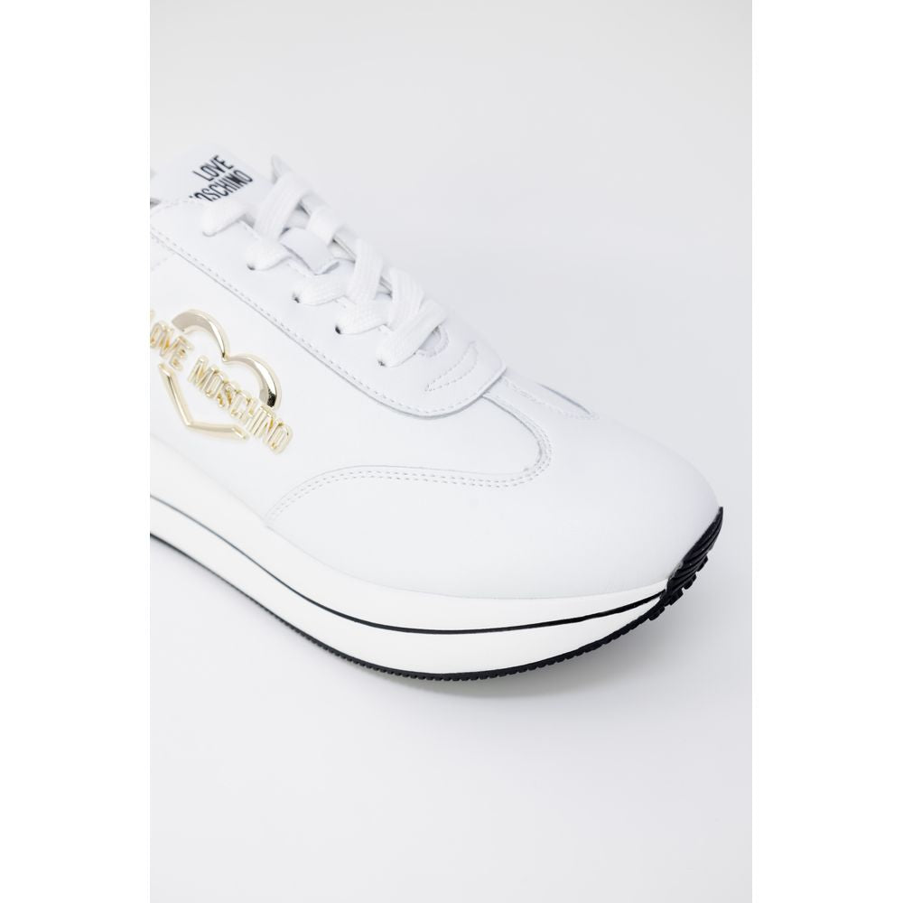 Love Moschino White Leather Low Top Sneakers | Regal Royce