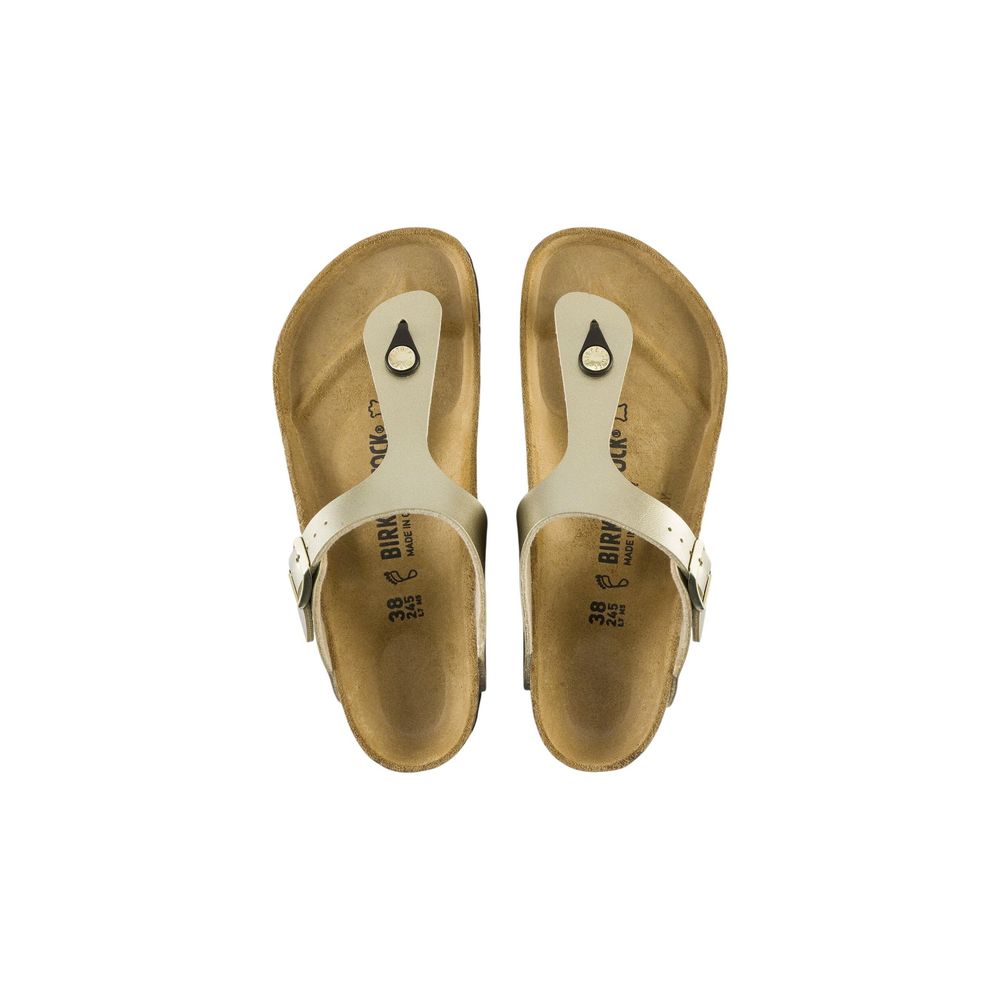 Birkenstock Gold Synthetic Flat Sandals | Regal Royce