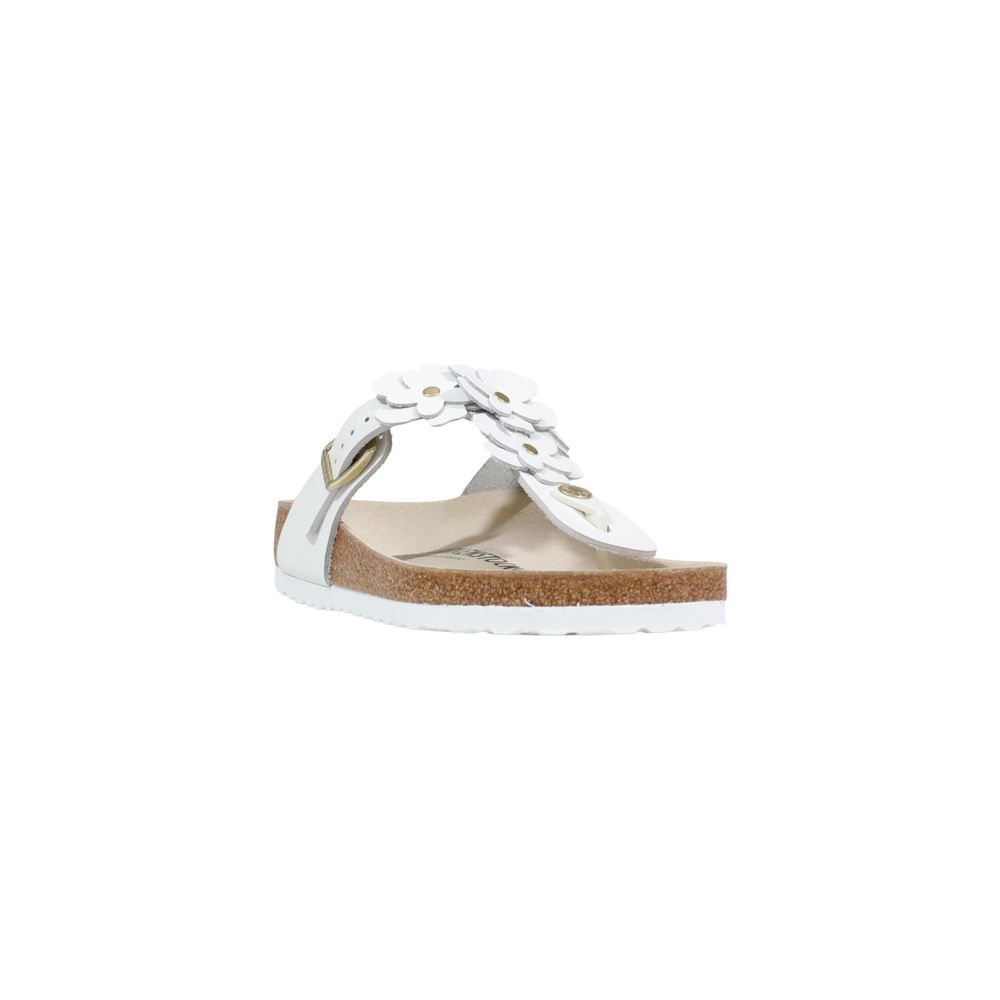 Birkenstock White Leather Flat Sandals | Regal Royce