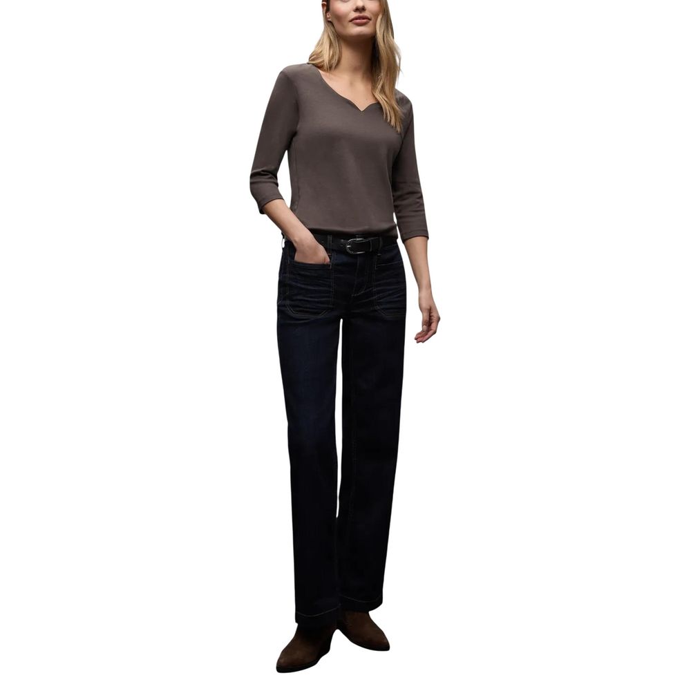 Street One Brown Cotton Long Sleeve T-Shirt | Regal Royce