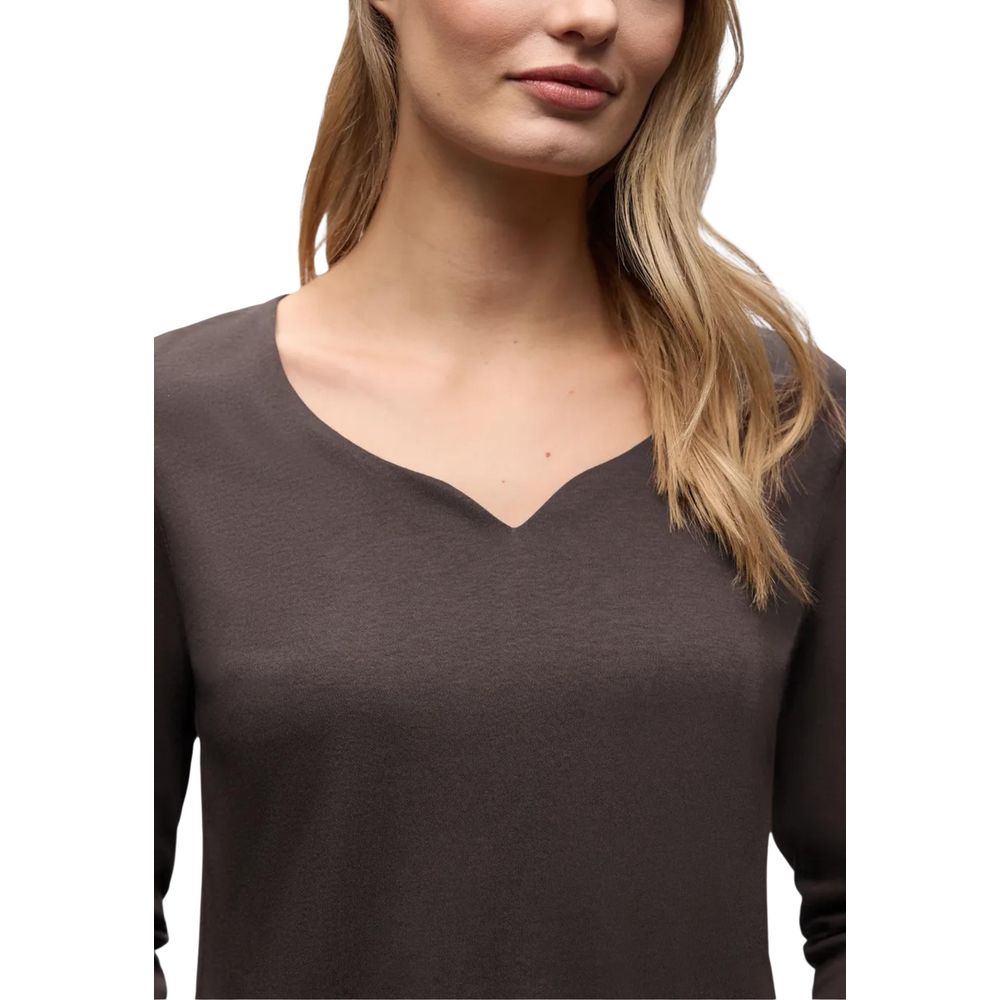Street One Brown Cotton Long Sleeve T-Shirt | Regal Royce
