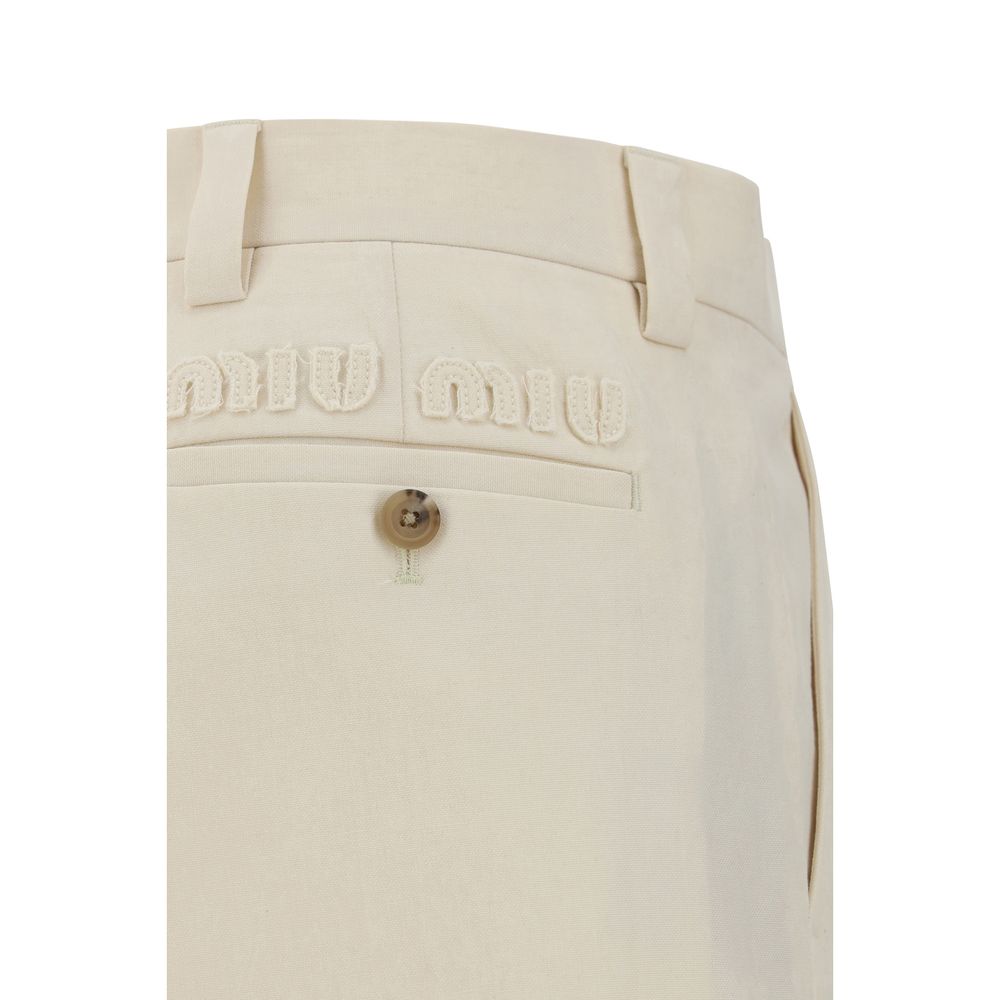 Miu Miu Beige Cotton Casual Pants | Regal Royce