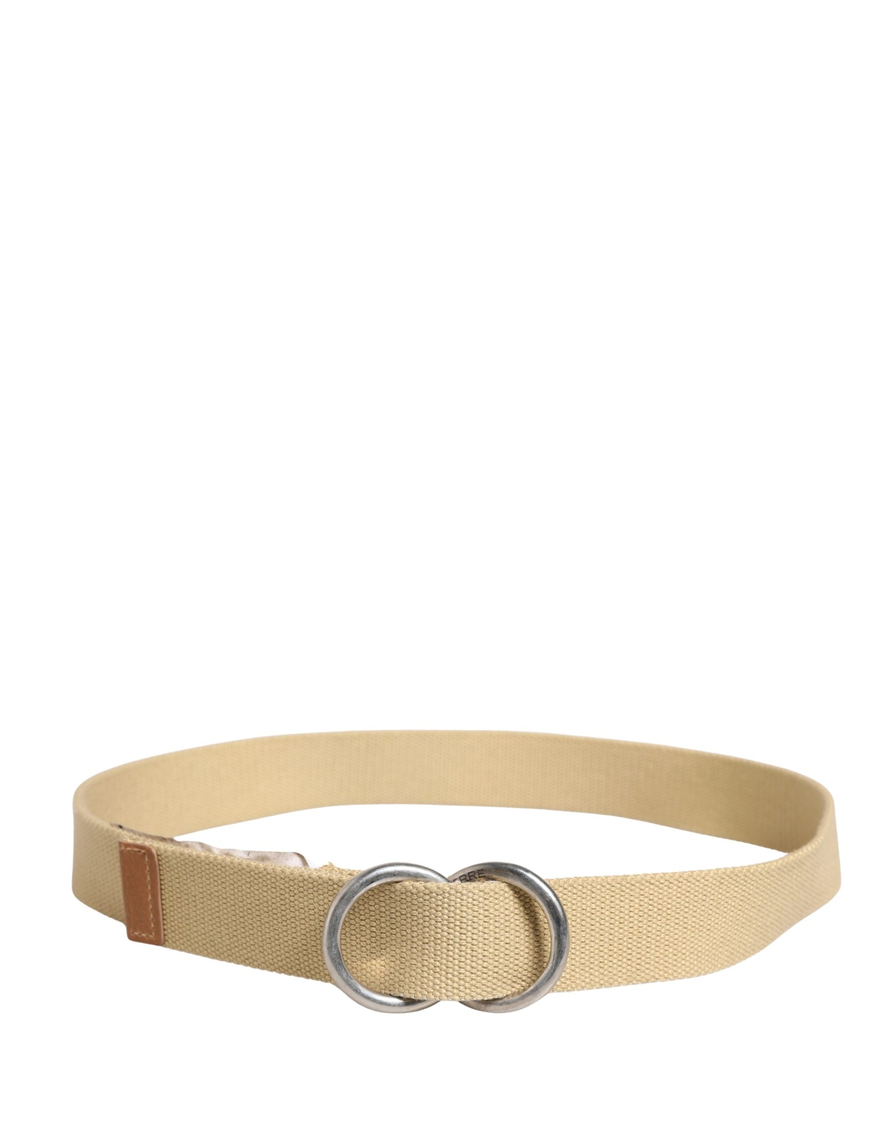 GF Ferre Men Beige Canvas Silver Metal Buckle Cintura Belt | Regal Royce