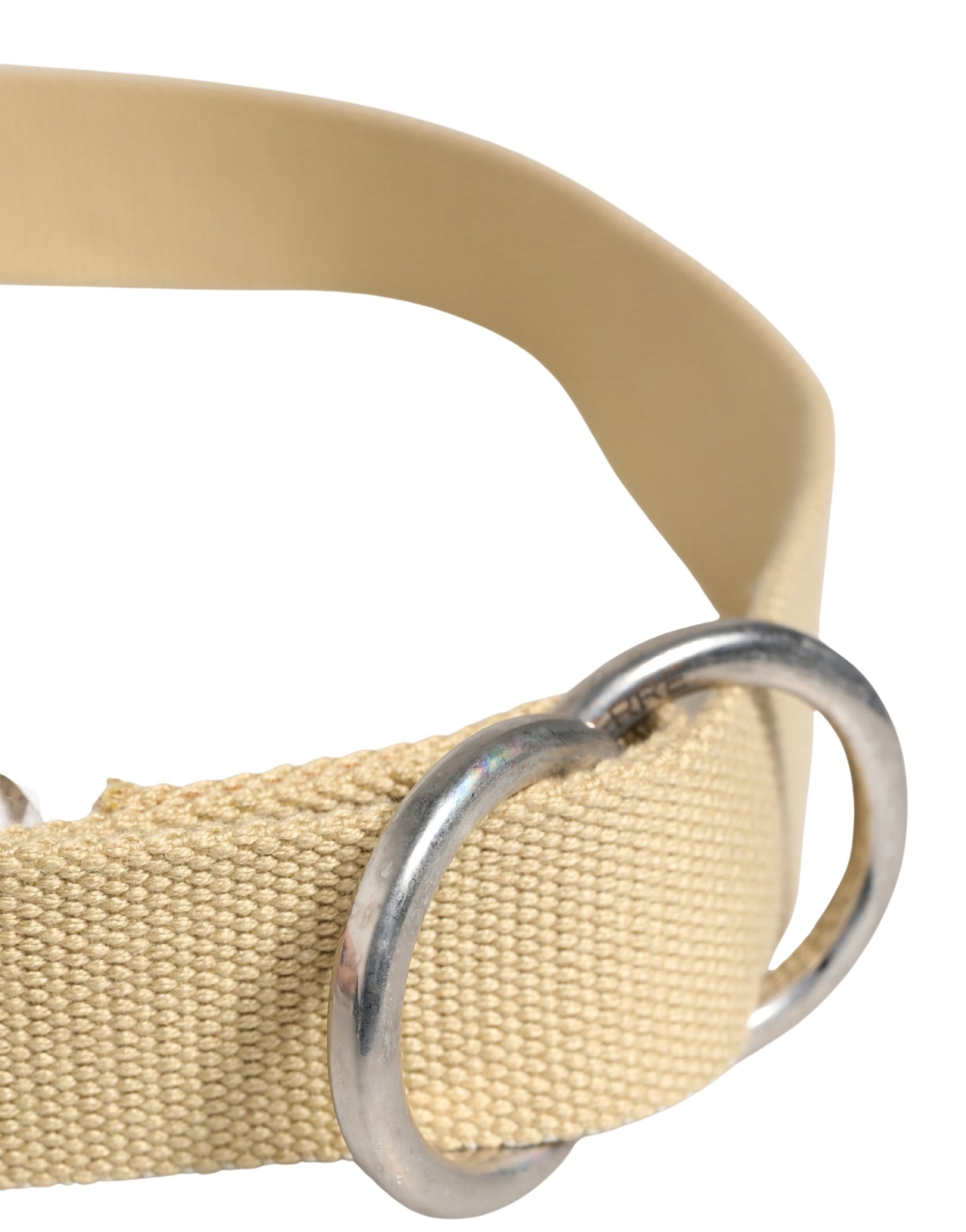 GF Ferre Men Beige Canvas Silver Metal Buckle Cintura Belt | Regal Royce