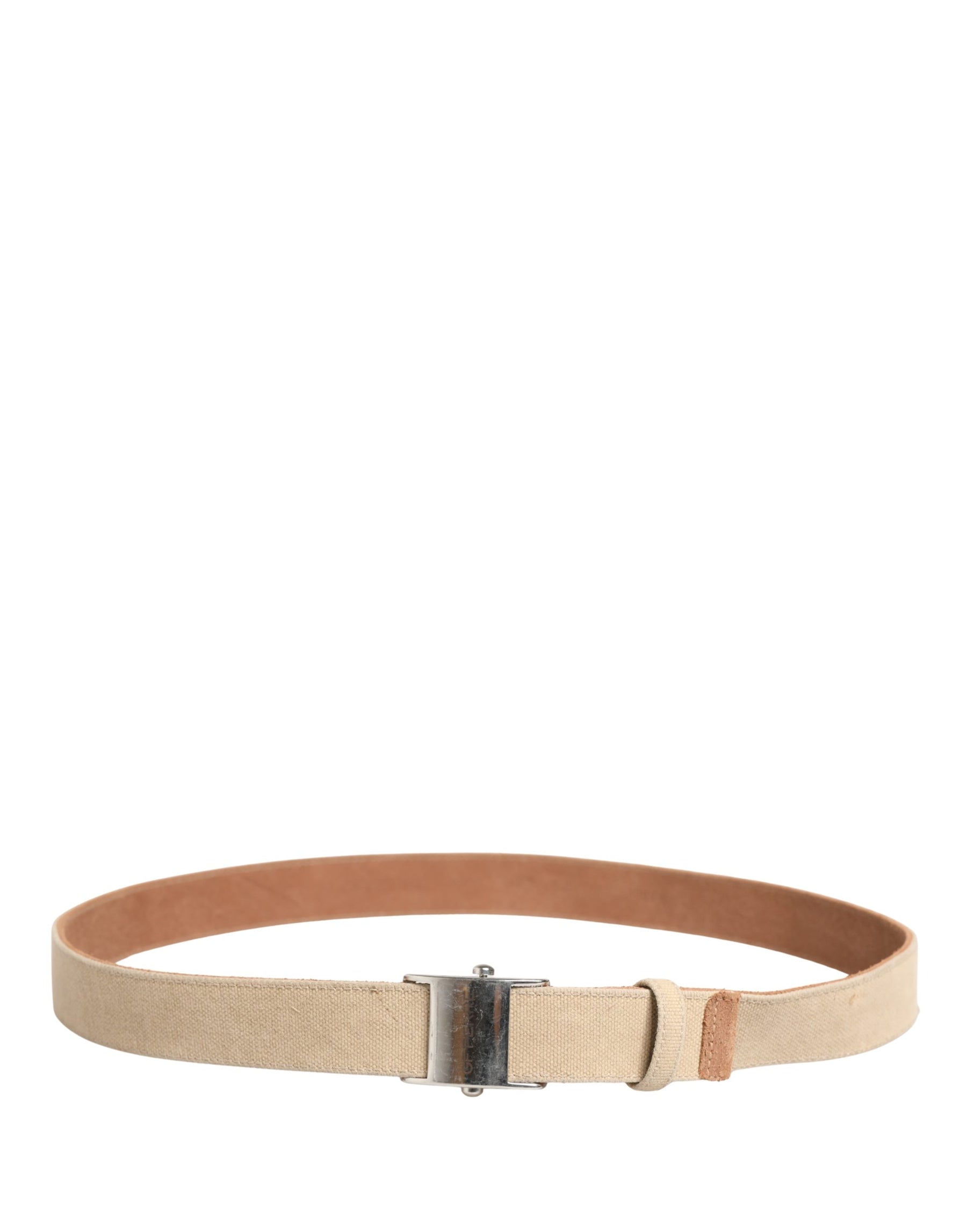 GF Ferre Men Beige Canvas Silver Metal Buckle Cintura Belt | Regal Royce