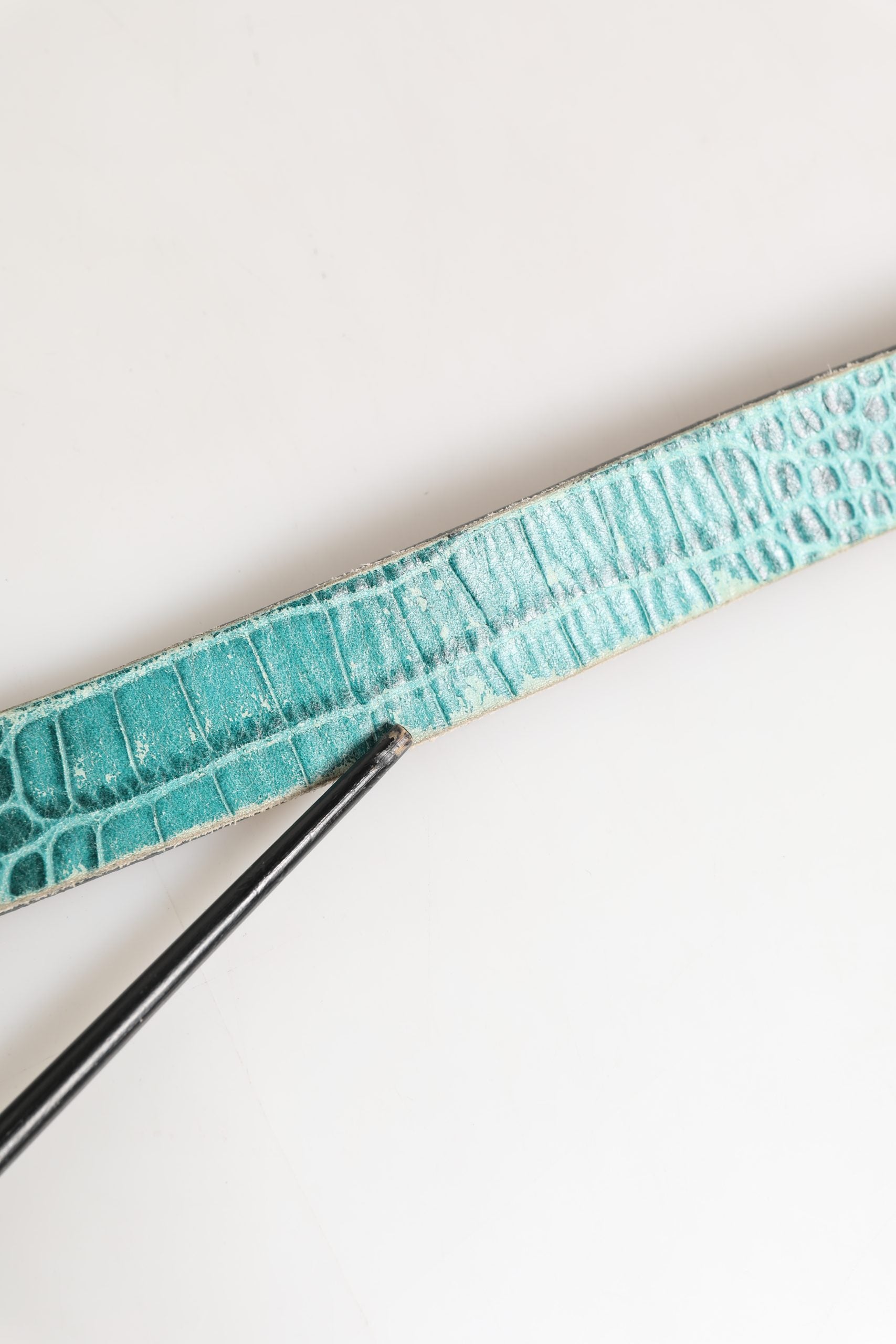Scervino Street Women Green Leather Croco Print Studded Belt | Regal Royce