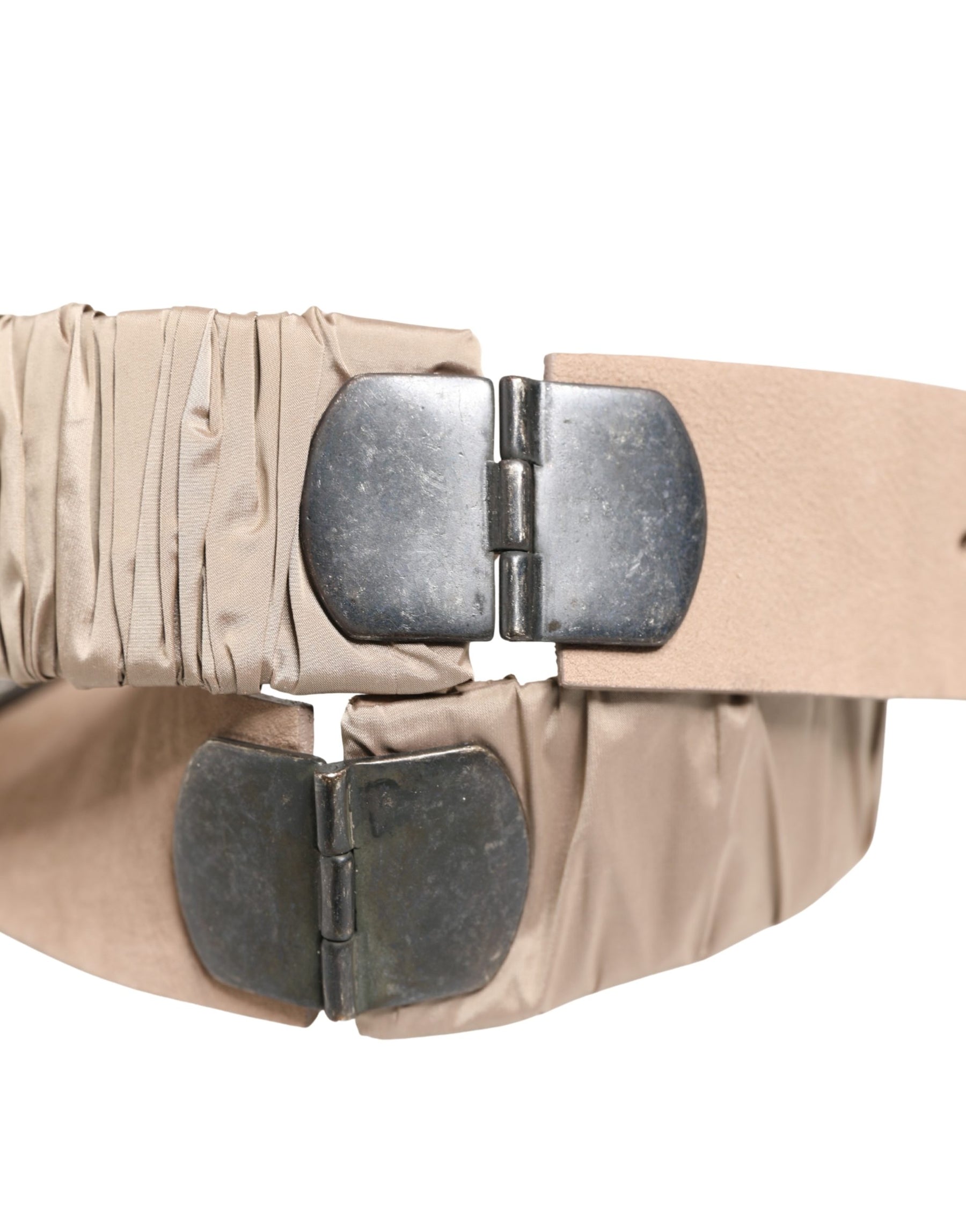 GF Ferre Women Beige Polyester Silver Metal Buckle Waist Belt | Regal Royce