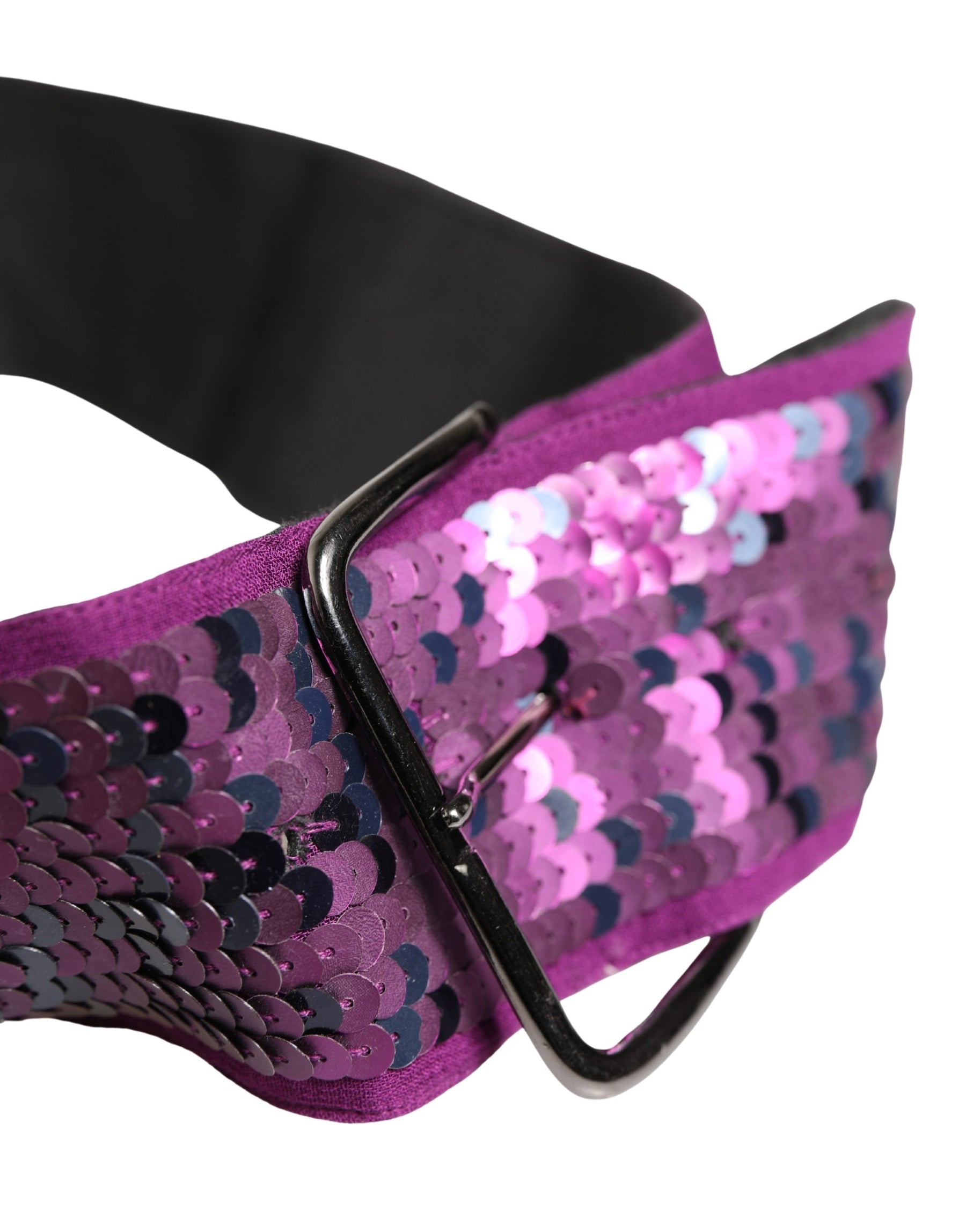 GF Ferre Women Purple Sequined Silver Metal Buckle Belt | Regal Royce