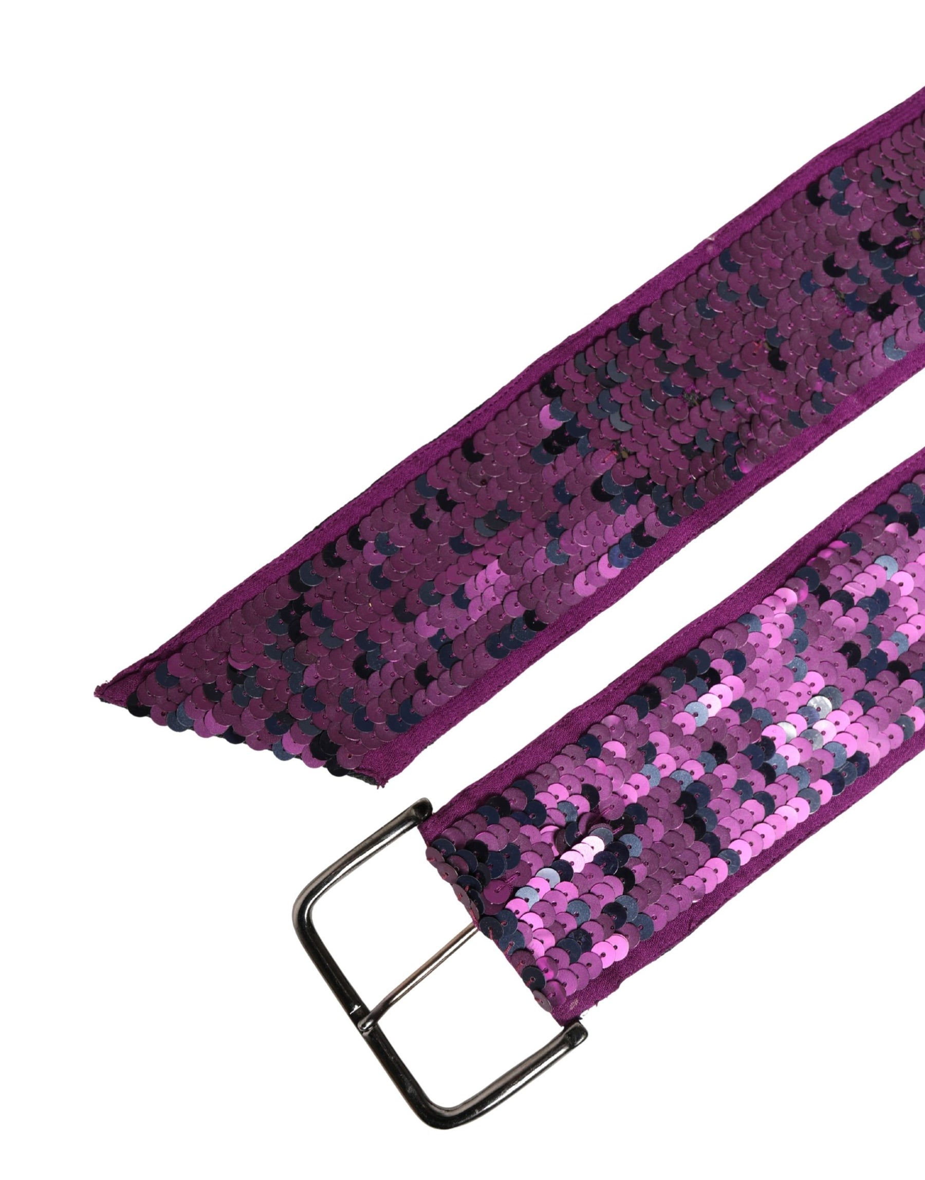 GF Ferre Women Purple Sequined Silver Metal Buckle Belt | Regal Royce