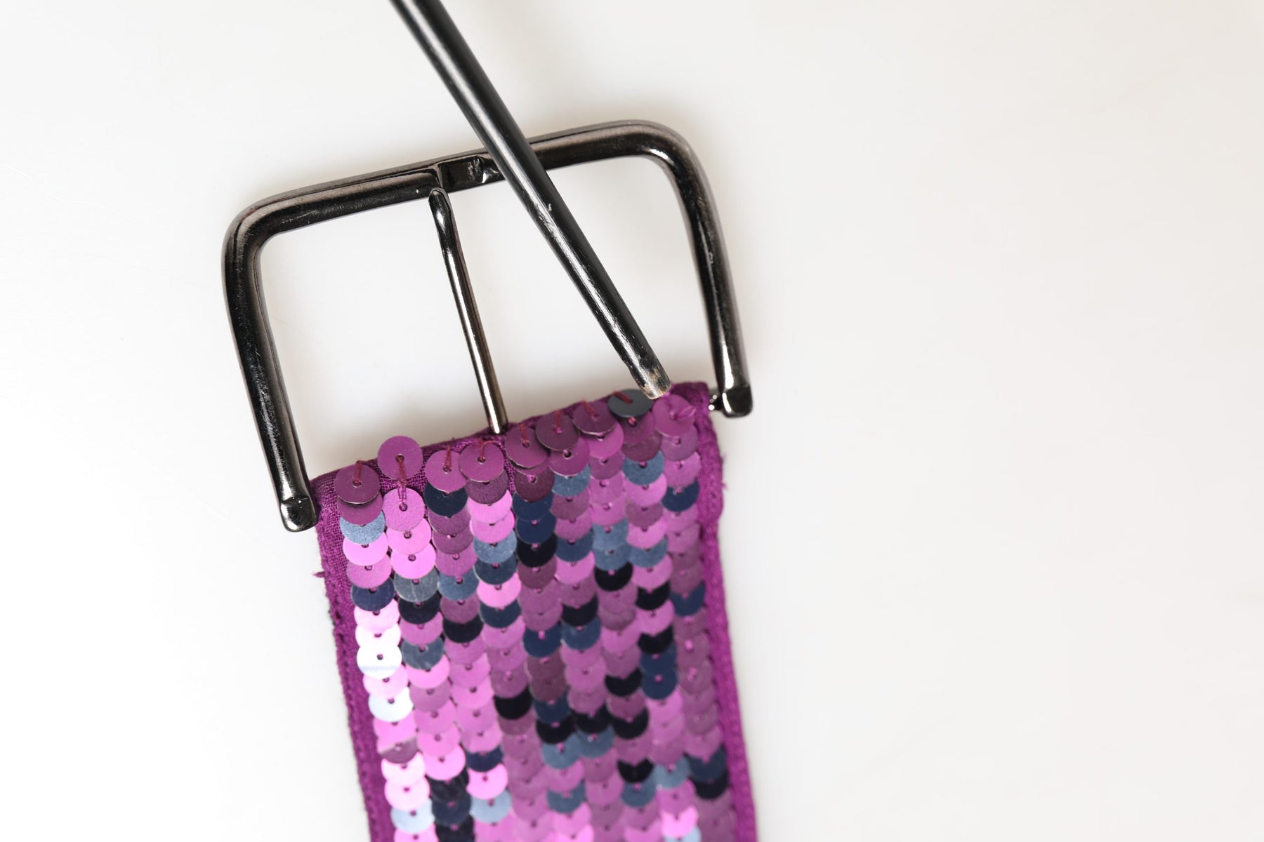 GF Ferre Women Purple Sequined Silver Metal Buckle Belt | Regal Royce