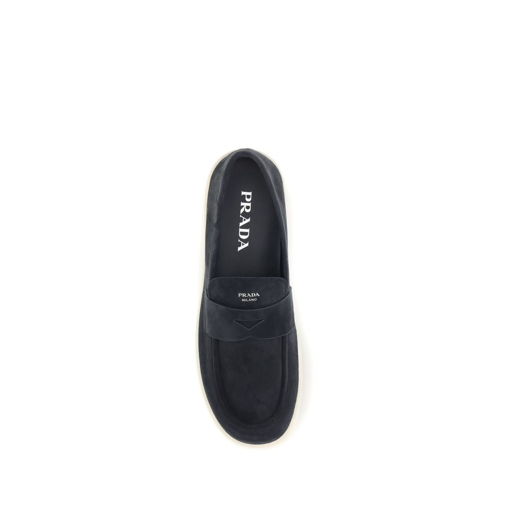 Prada Blue Calf Leather Bos Taurus Slip-On Loafers | Regal Royce