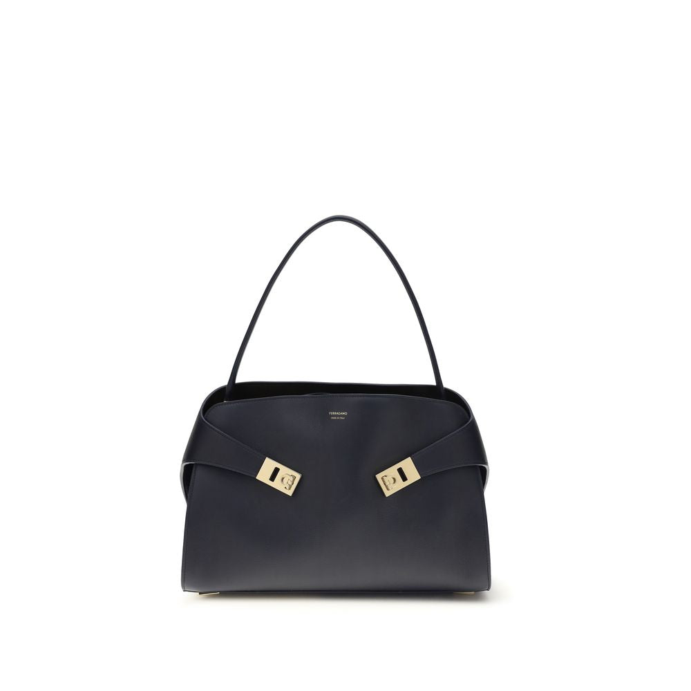Ferragamo Blue Calf Leather Bos Taurus Shoulder Bag | Regal Royce