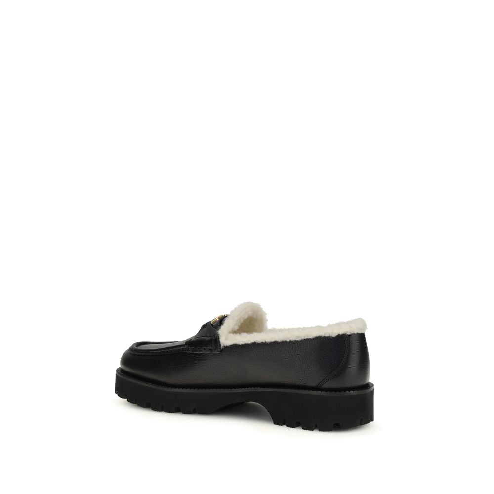 Valentino Garavani Black Calf Leather Bos Taurus Slip-On Loafers | Regal Royce