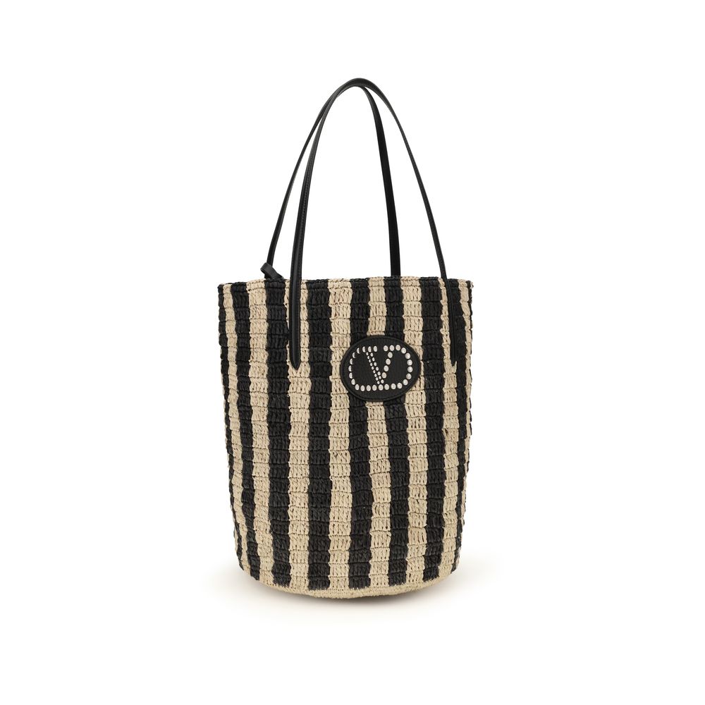 Valentino Garavani Black Raffia Backet Bag | Regal Royce