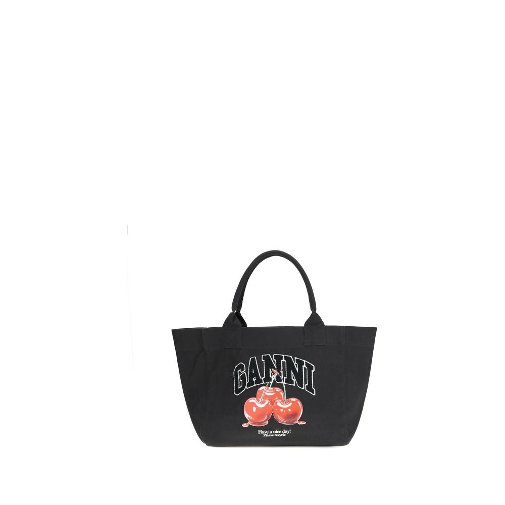 Ganni Black Recycled Cotton Shoulder Bag | Regal Royce