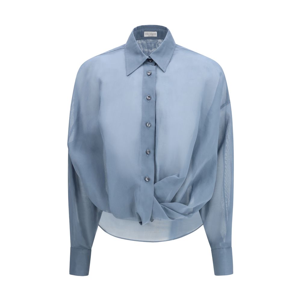 Brunello Cucinelli Blue Cotton Pattern Shirt | Regal Royce