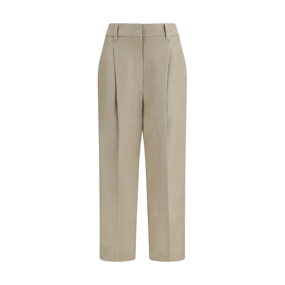 Brunello Cucinelli Beige Linen Casual Pants | Regal Royce