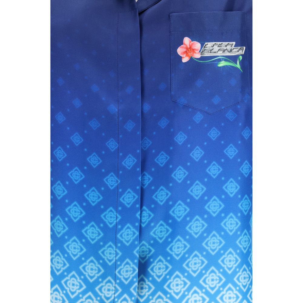 Casablanca Blue Silk Pattern Shirt | Regal Royce