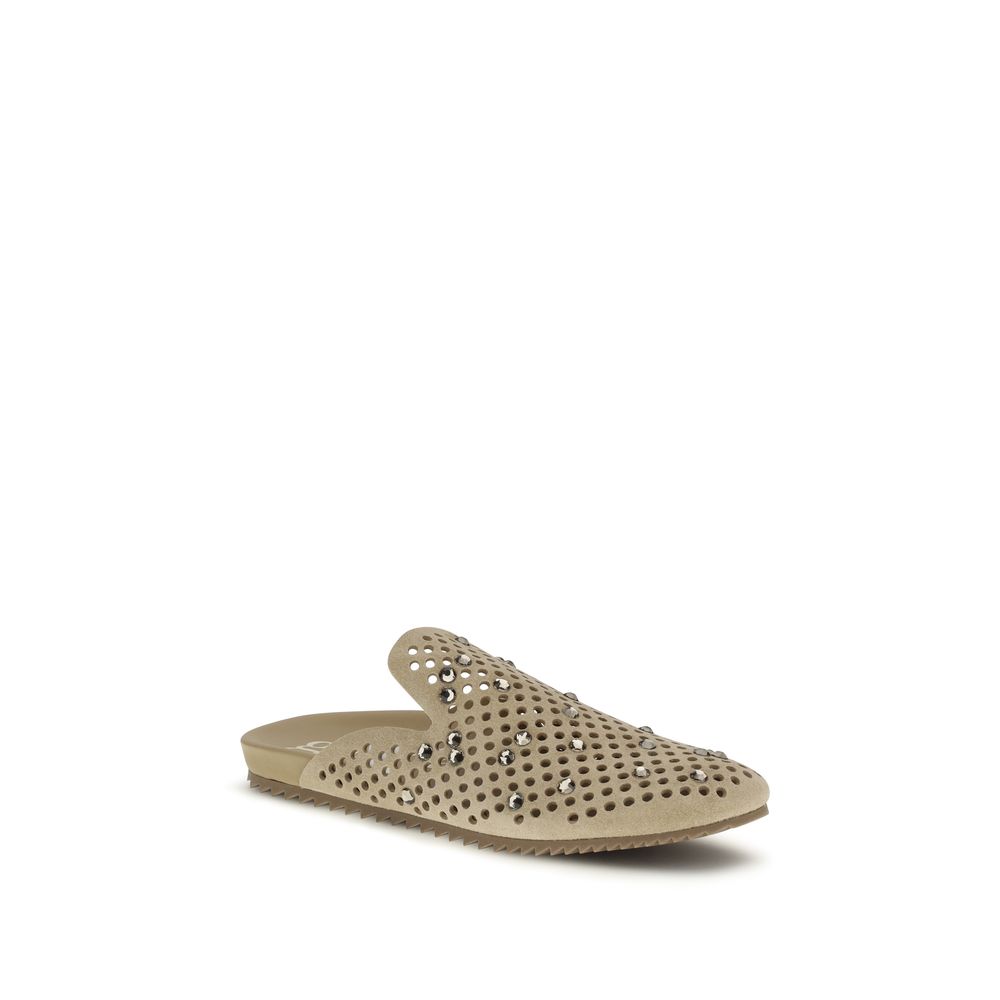 Pedro García Beige Calf Leather Bos Taurus Mules | Regal Royce