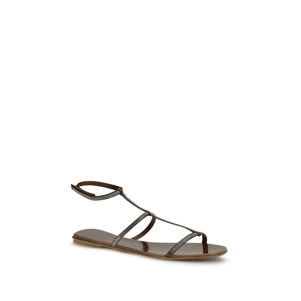 Pedro García Brown Calf Leather Bos Taurus Strap-On Sandals | Regal Royce
