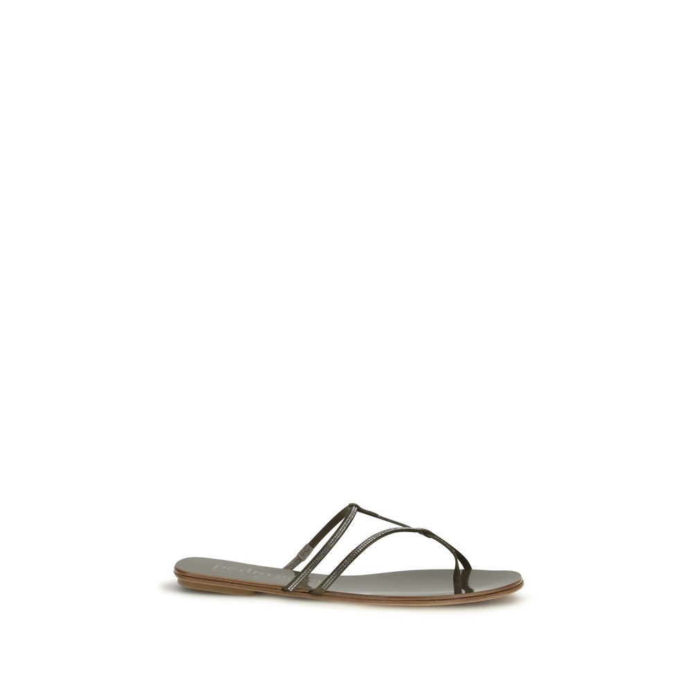 Pedro García Brown Calf Leather Bos Taurus Flat Sandals | Regal Royce