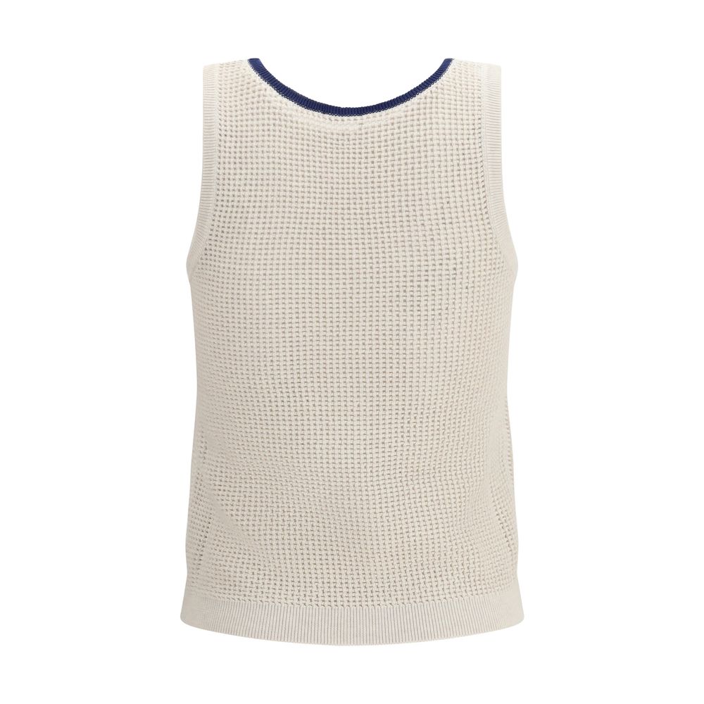Brunello Cucinelli Beige Cotton Sleeveles T-Shirt | Regal Royce