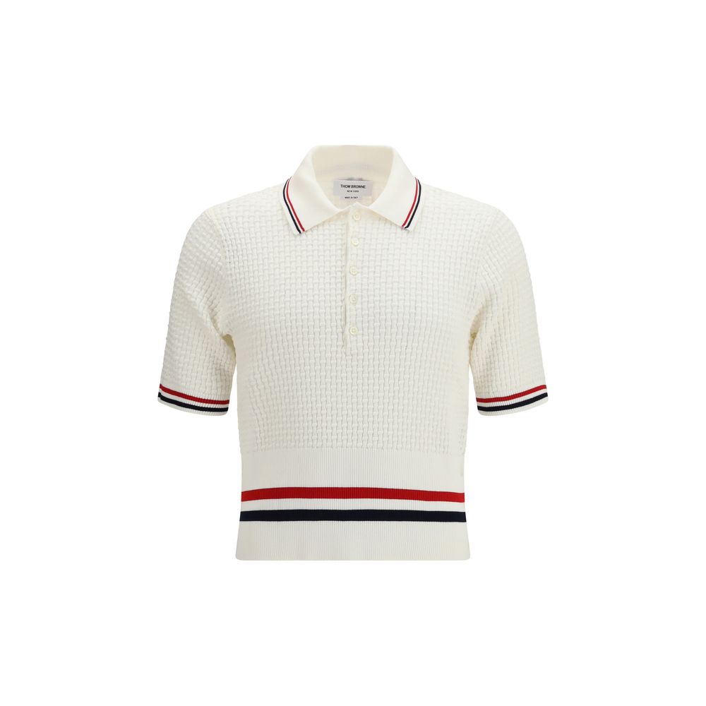 Thom Browne White Cotton Polo Shirt | Regal Royce