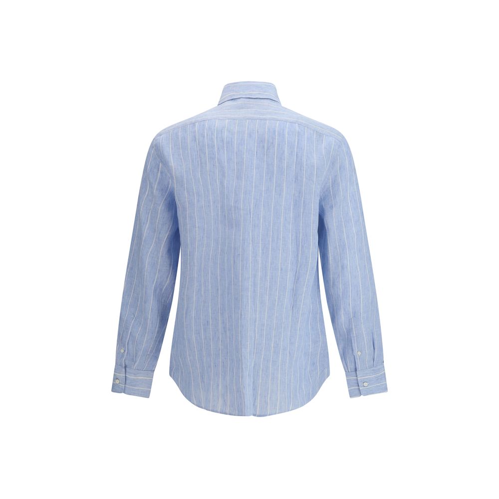 Brunello Cucinelli Blue Linen Pattern Shirt | Regal Royce
