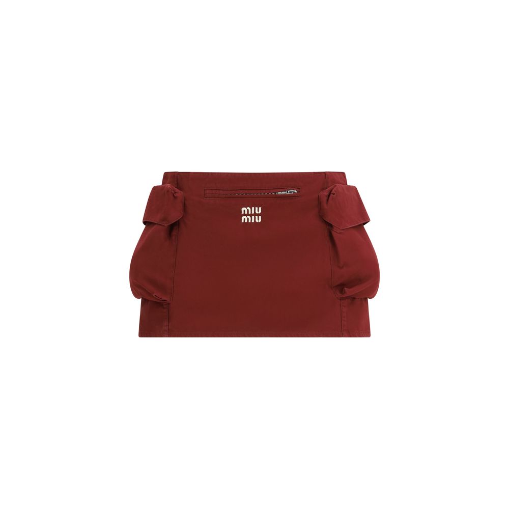 Miu Miu Bordeaux Cotton Mini Skirt | Regal Royce