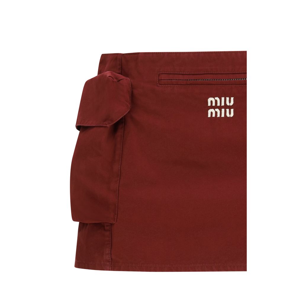 Miu Miu Bordeaux Cotton Mini Skirt | Regal Royce