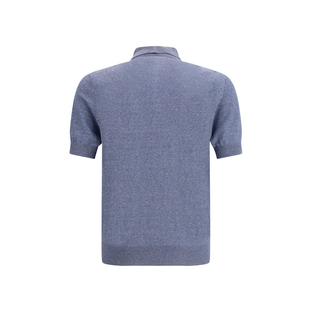 Brunello Cucinelli Blue Linen Polo Shirt | Regal Royce