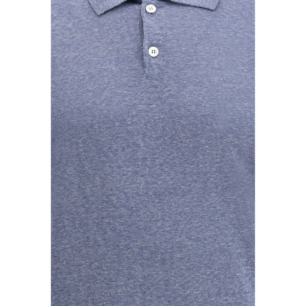 Brunello Cucinelli Blue Linen Polo Shirt | Regal Royce