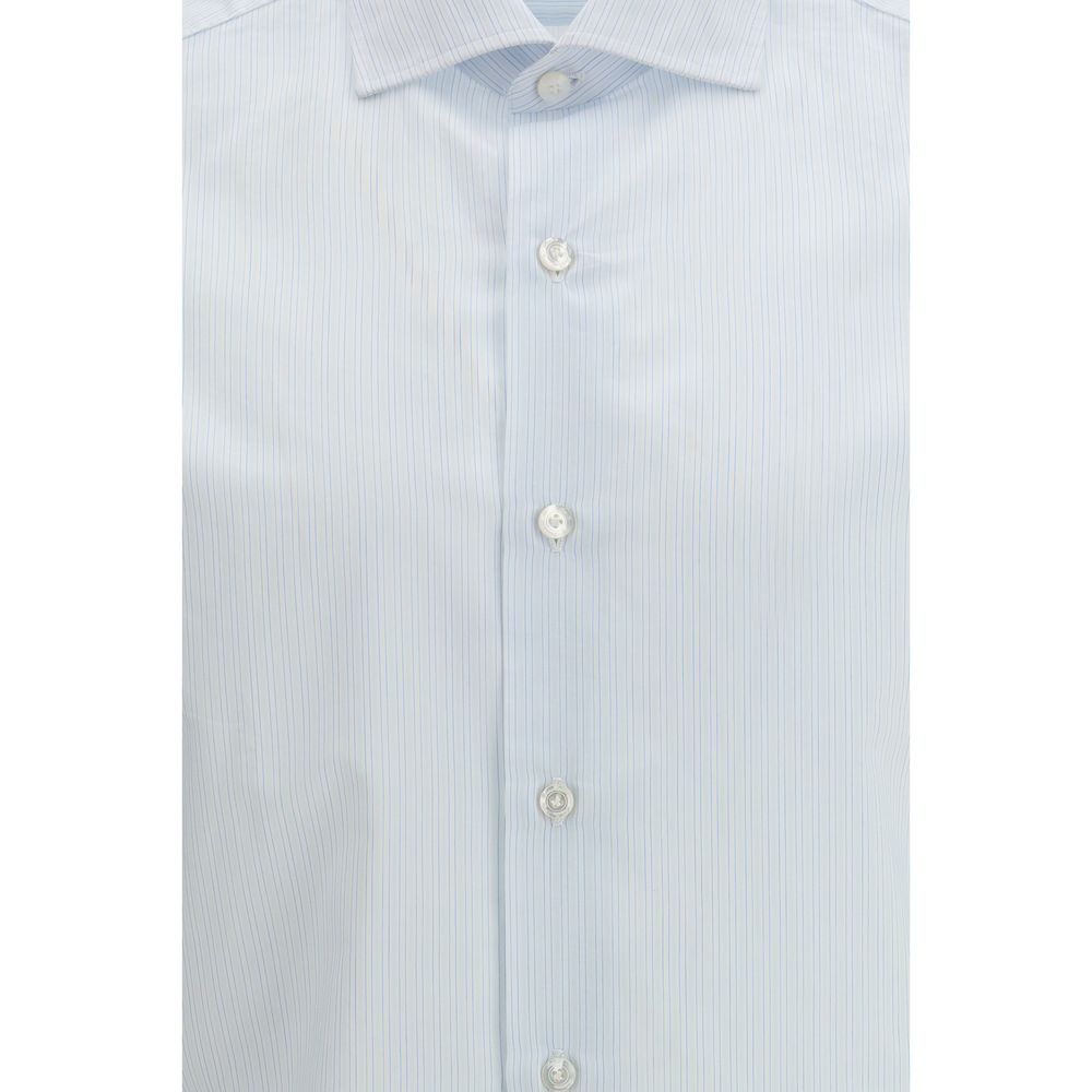 Finamore Blue Cotton Pattern Shirt | Regal Royce