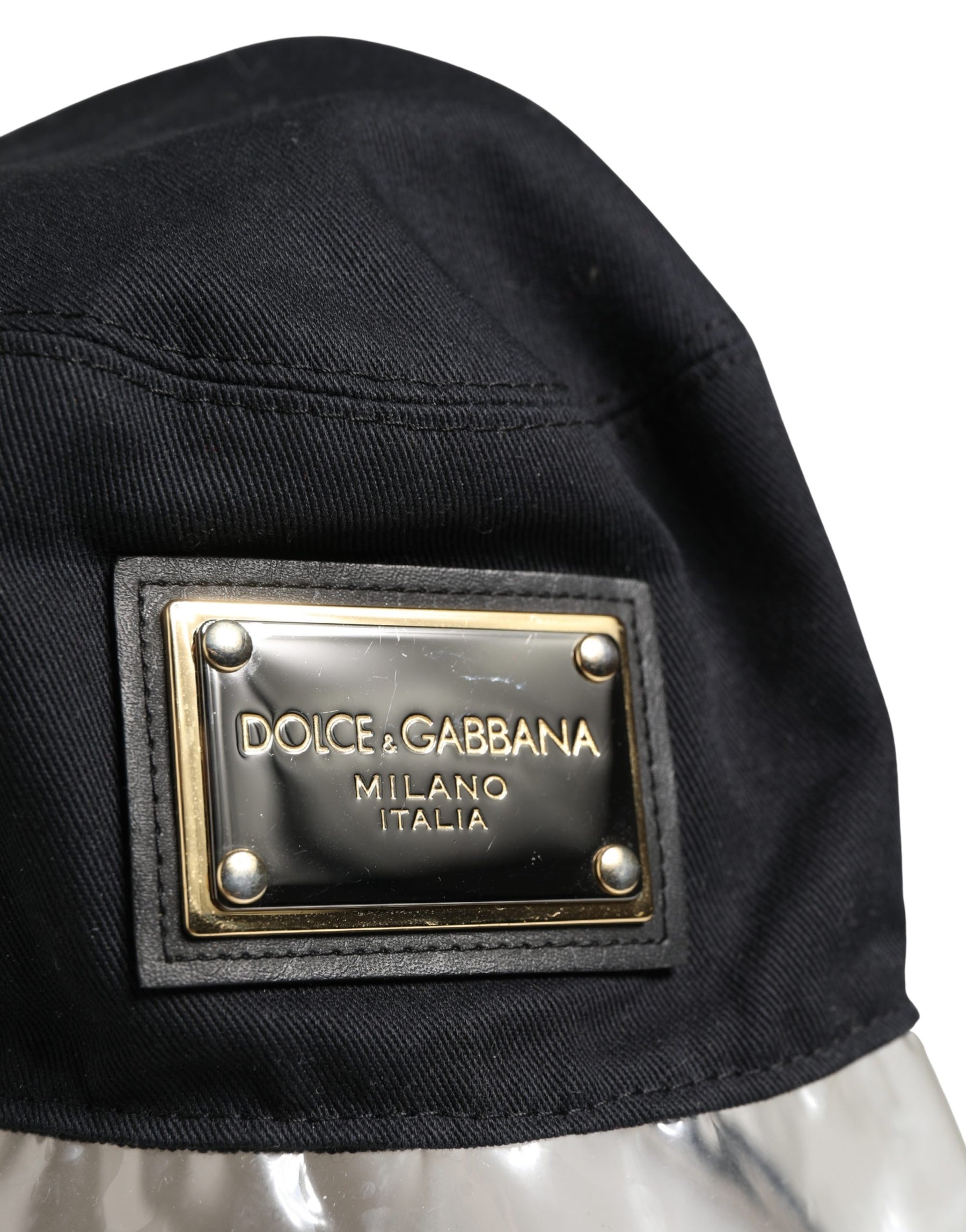 Dolce & Gabbana Black Cotton Plastic Fisherman Bucket Capello Hat | Regal Royce