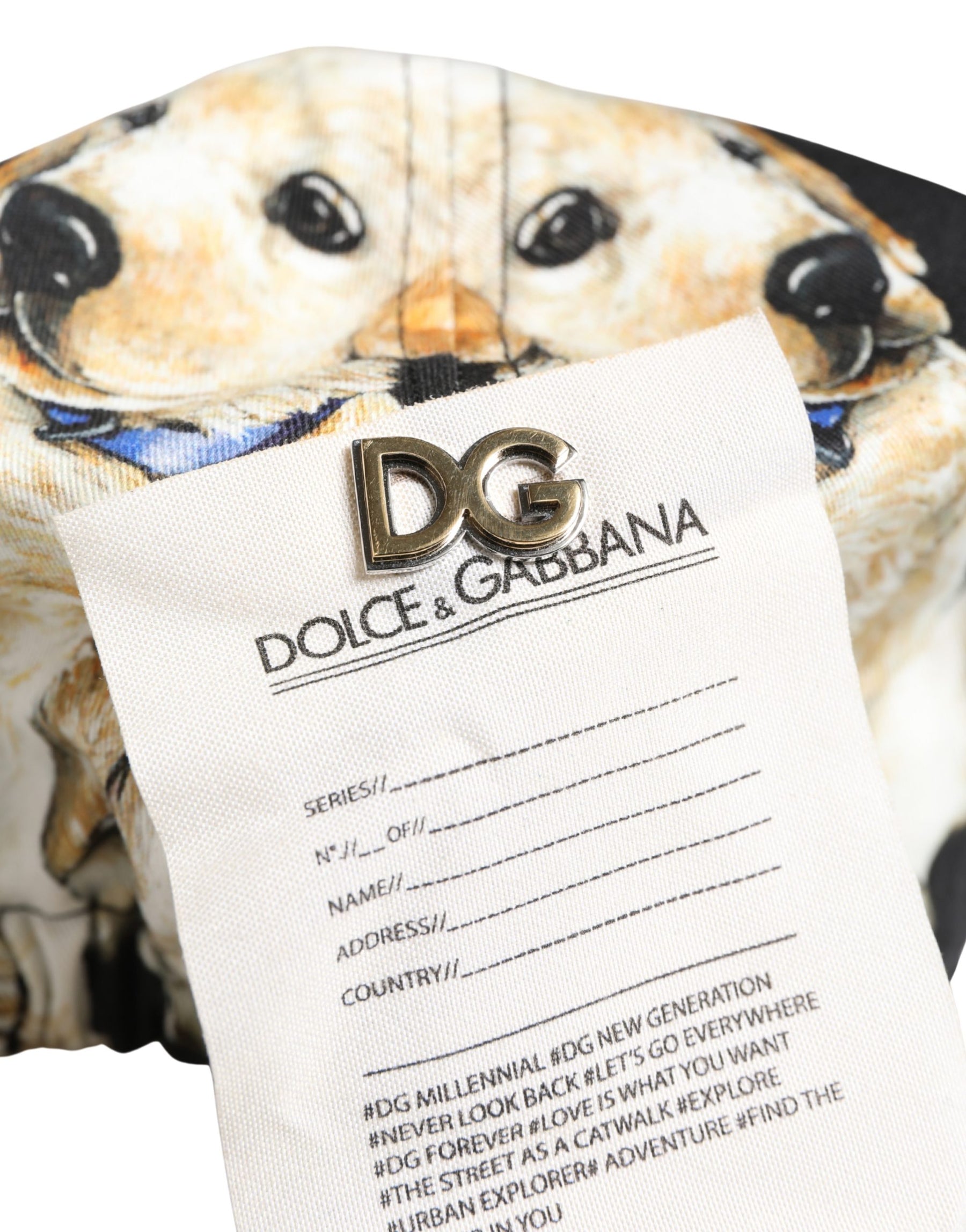 Dolce & Gabbana Men Black Dog Cotton Newsboy Cloth Capello Hat | Regal Royce