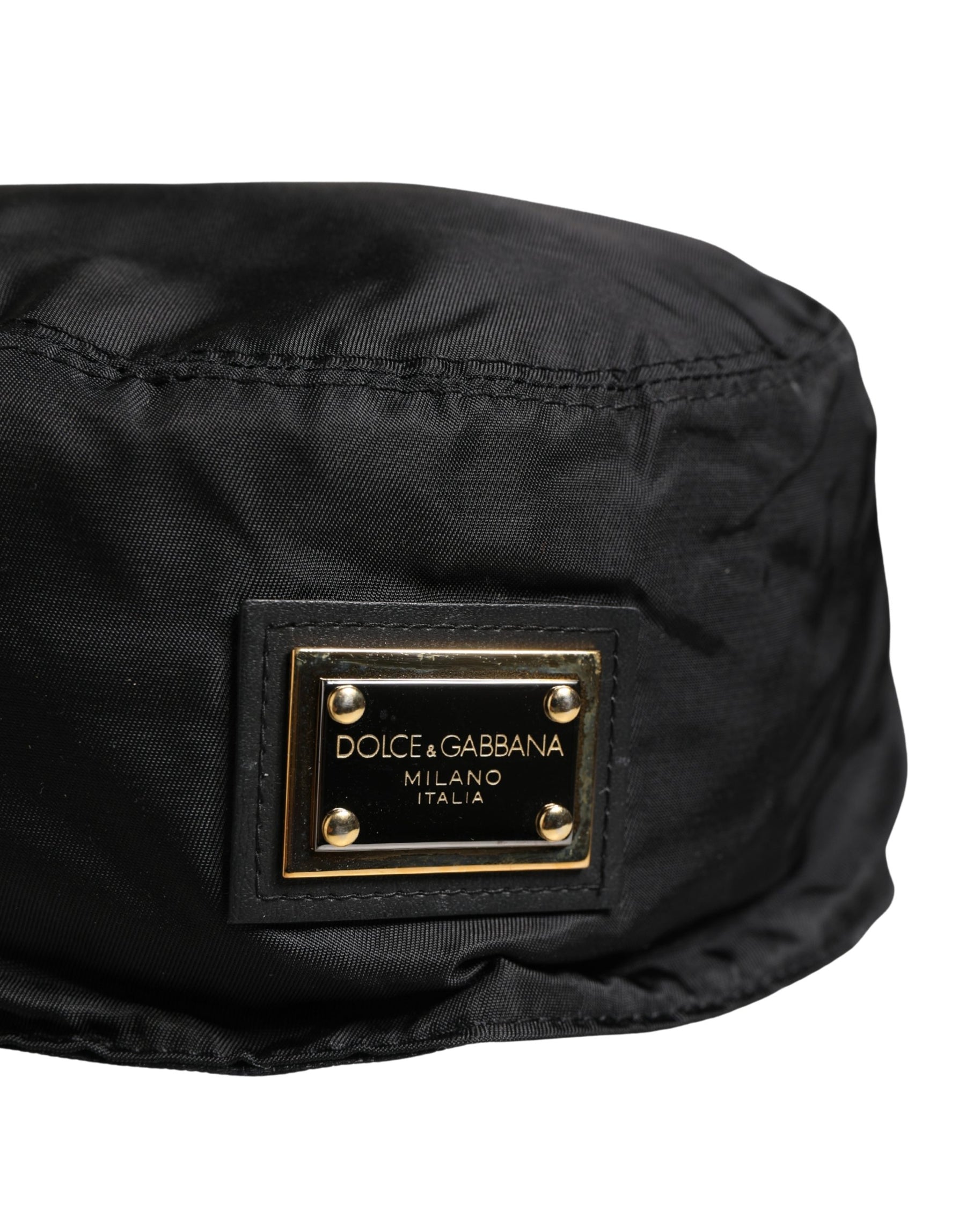 Dolce & Gabbana Men Black Plastic Fisherman Bucket Capello Hat | Regal Royce