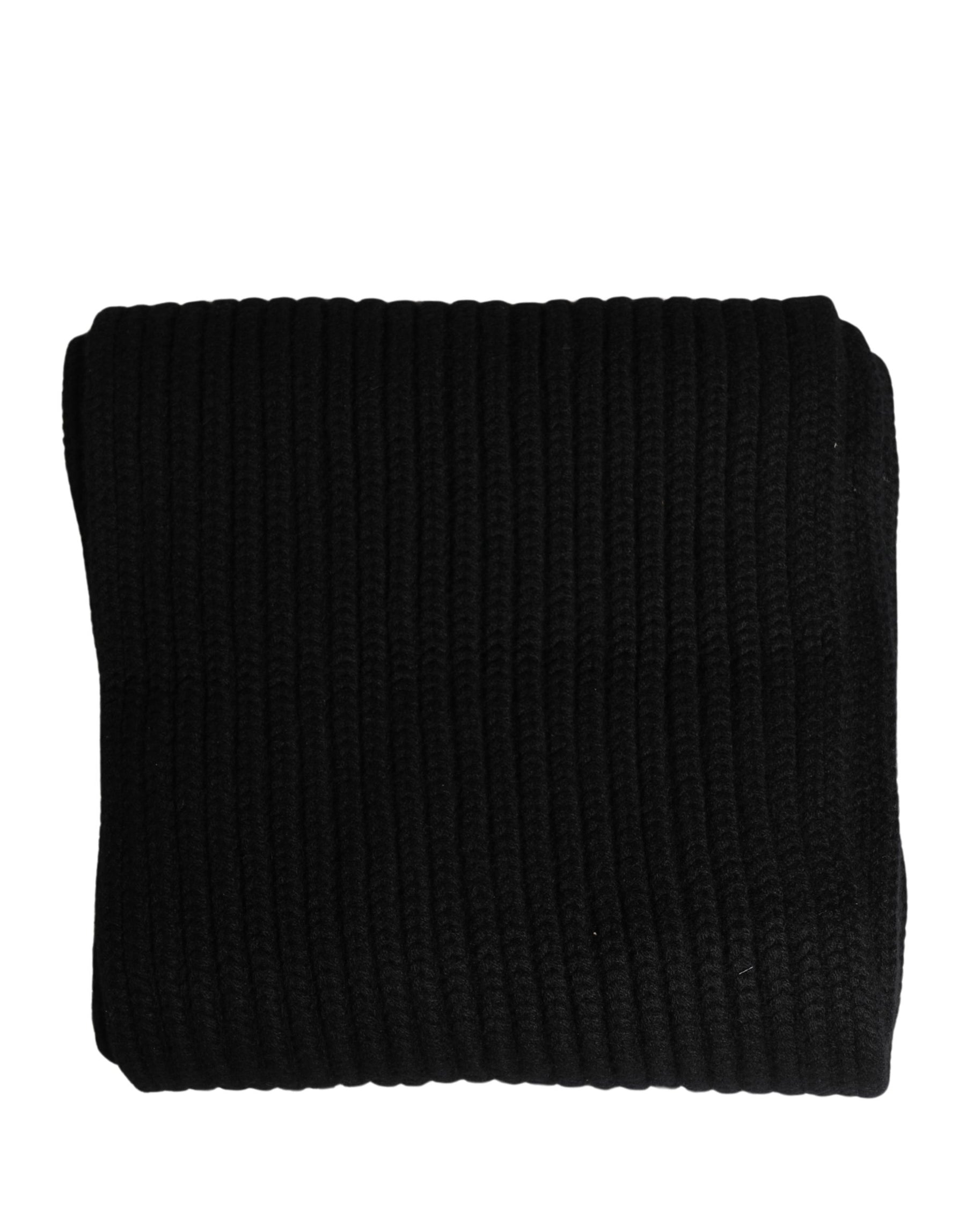 Dolce & Gabbana Black Cashmere Knitted Men Neck Warmer One Size Scarf | Regal Royce