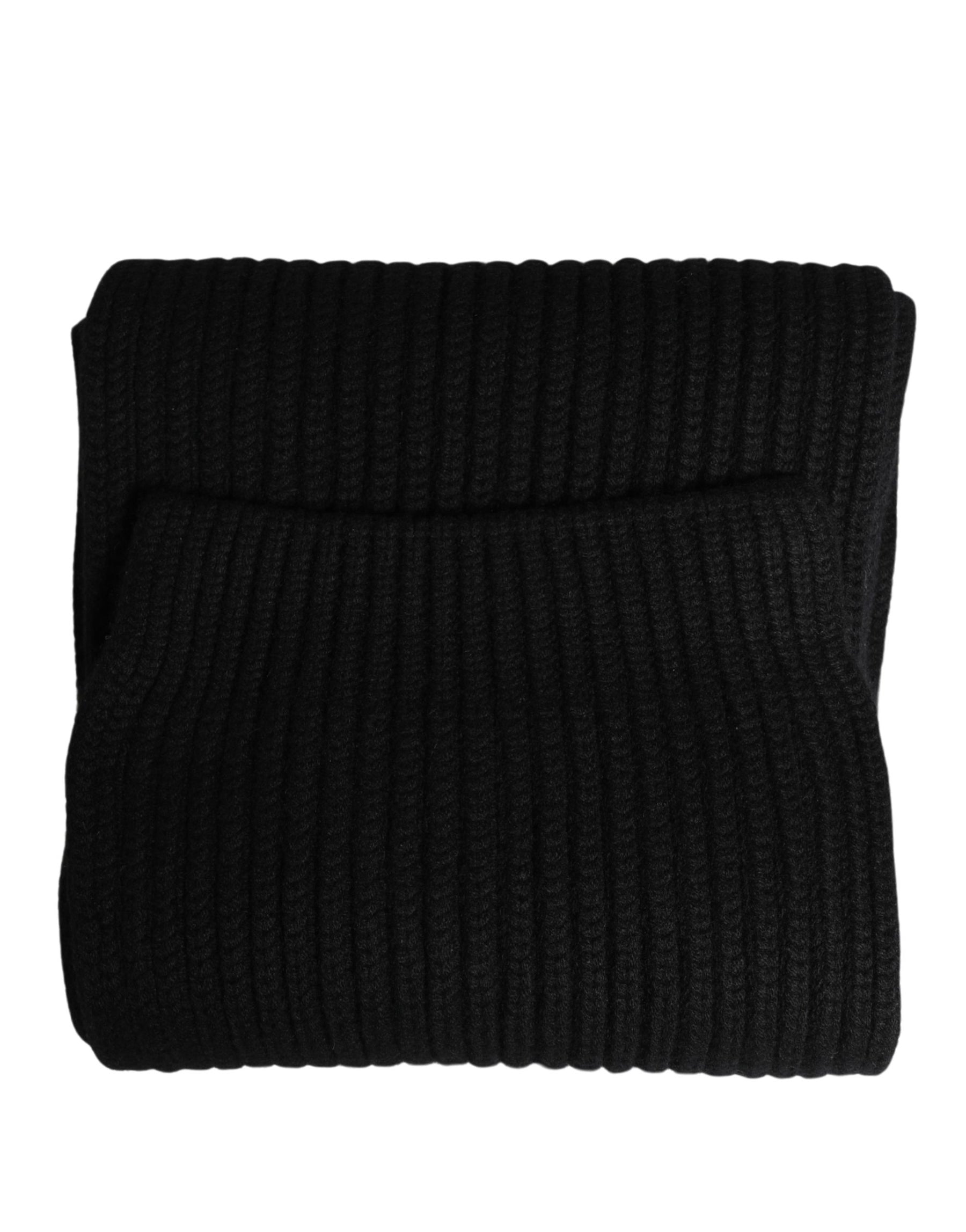 Dolce & Gabbana Black Cashmere Knitted Men Neck Warmer One Size Scarf | Regal Royce
