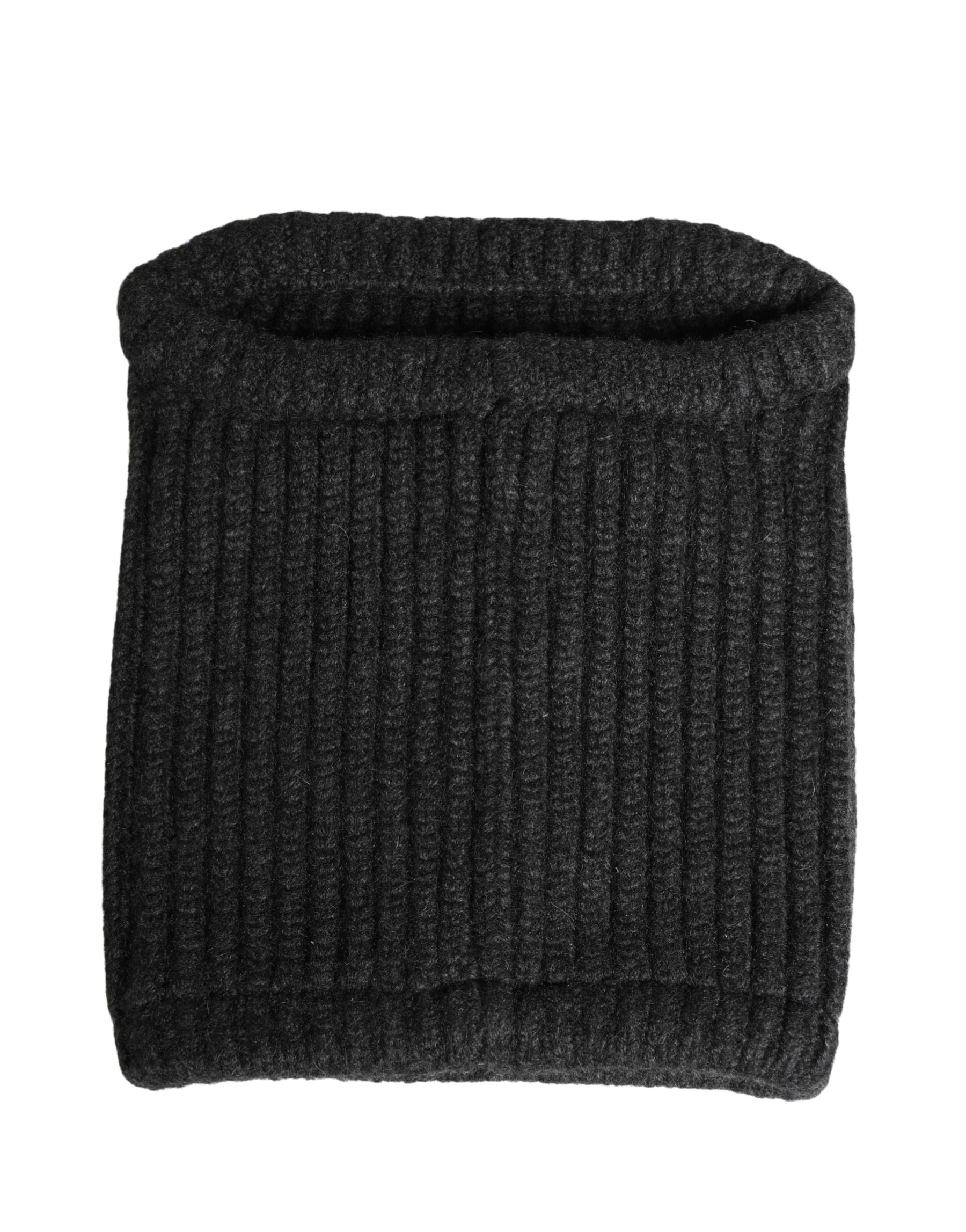 Dolce & Gabbana Black Cashmere Knitted Men Winter Neck Warmer Hat | Regal Royce