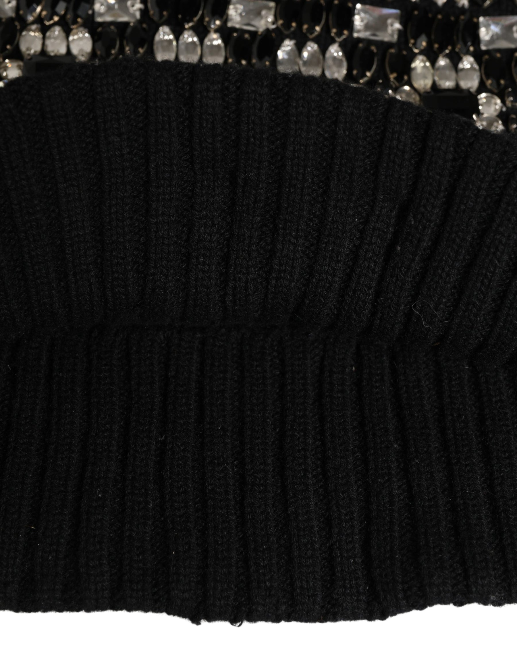 Dolce & Gabbana Black Wool Crystal Embellished Balaclava Hat | Regal Royce