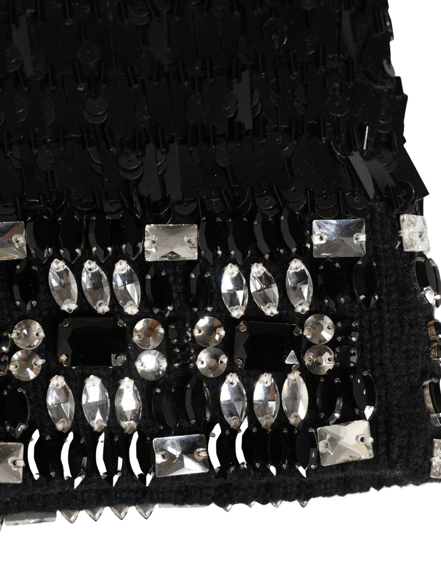 Dolce & Gabbana Black Wool Crystal Embellished Balaclava Hat | Regal Royce