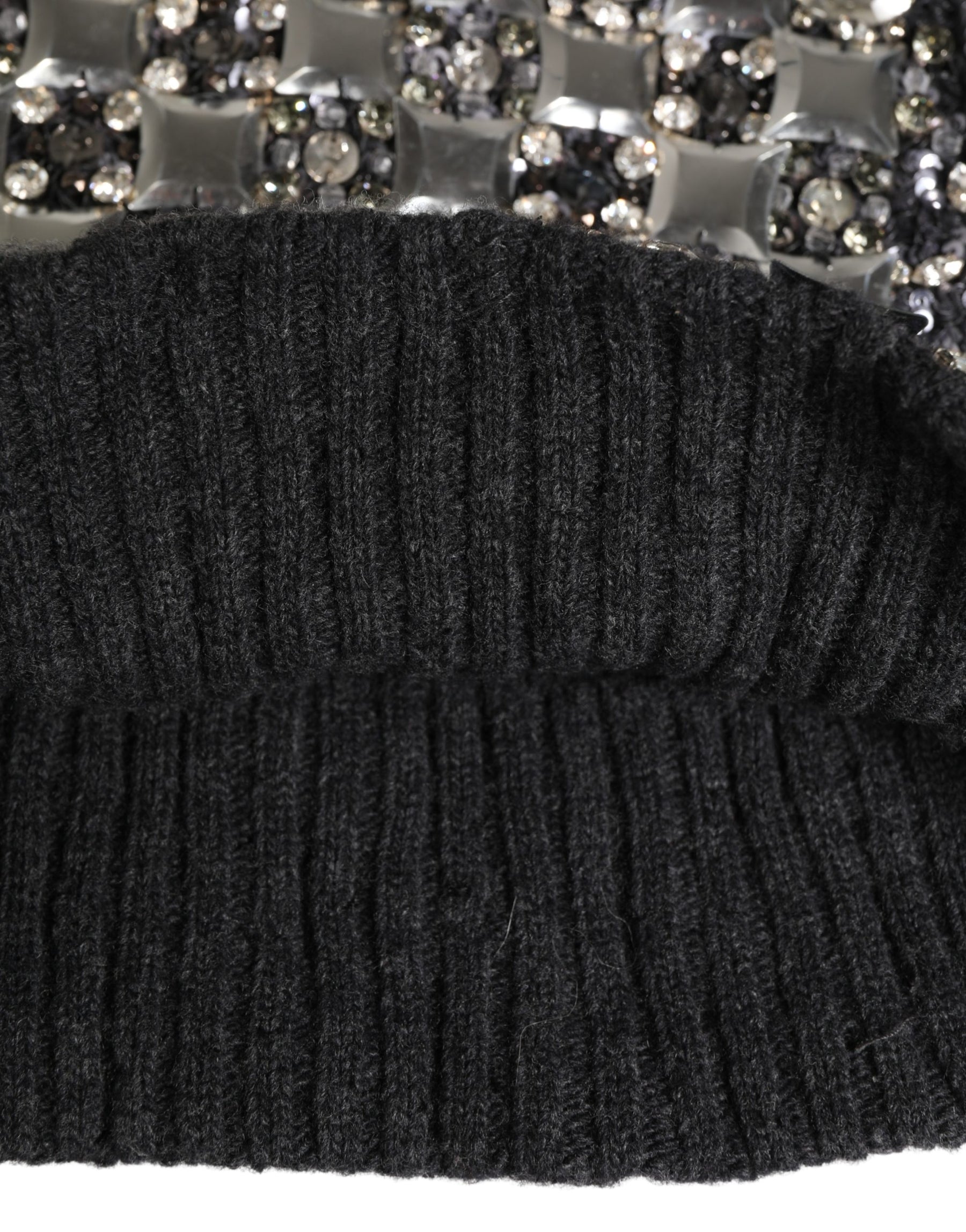 Dolce & Gabbana Black Wool Crystal Embellished Balaclava Hat | Regal Royce