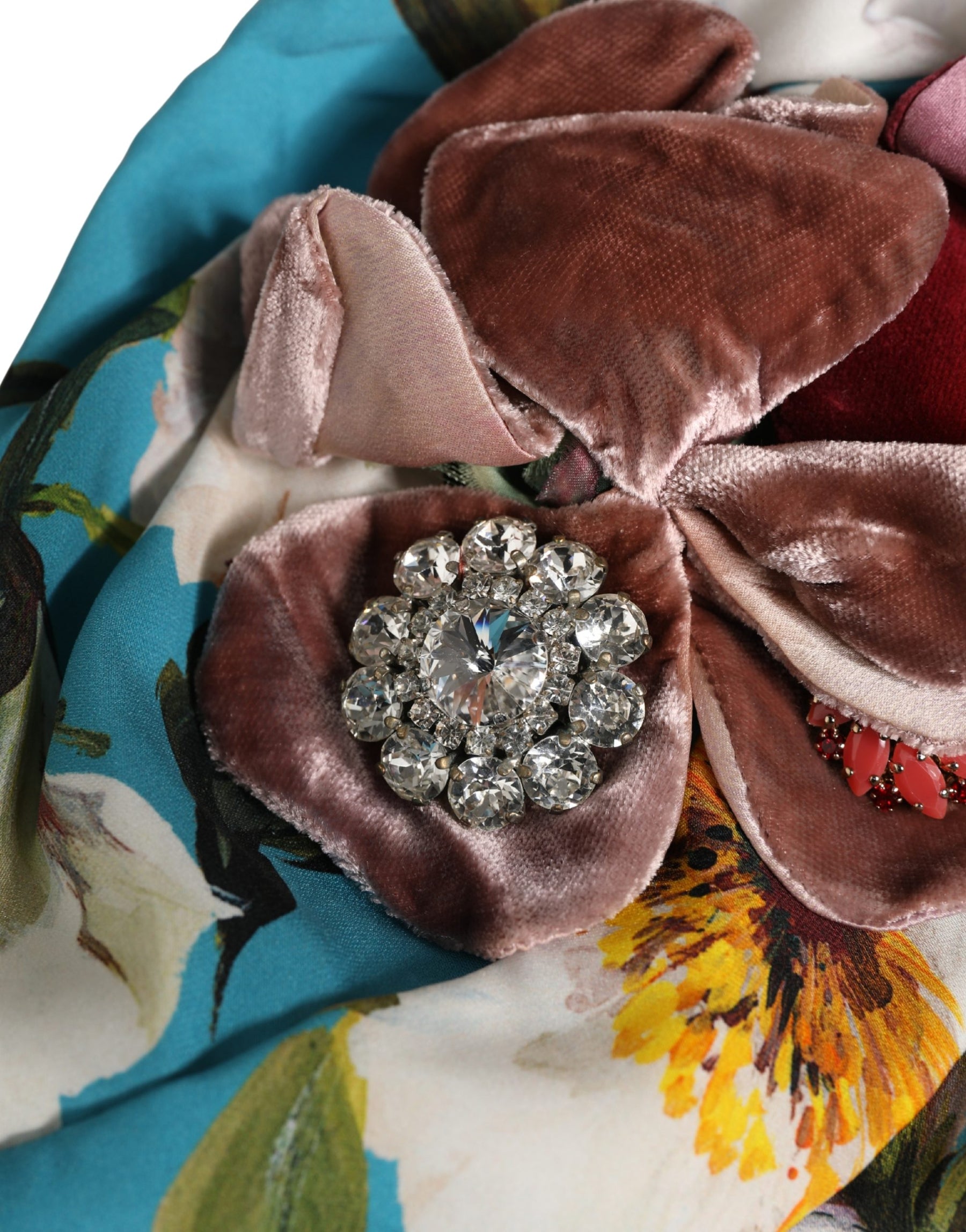 Dolce & Gabbana Blue Floral Motif Turban Headwear Women Hat | Regal Royce