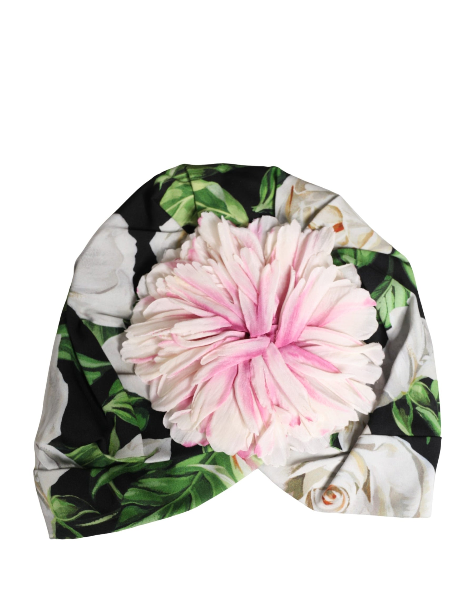 Dolce & Gabbana Black Floral Motif Turban Headwear Women Hat | Regal Royce