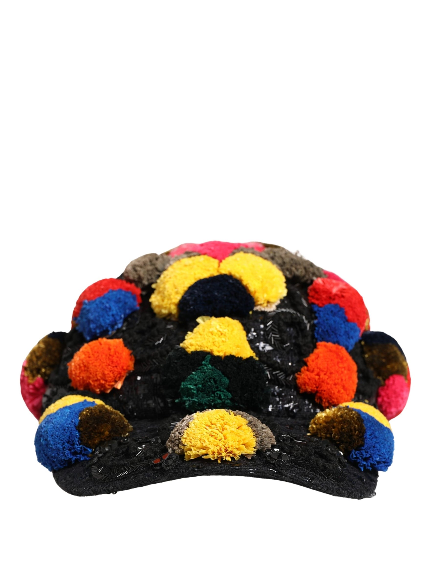 Dolce & Gabbana Multicolor Pom Poms Sequin Embellishment Hat | Regal Royce