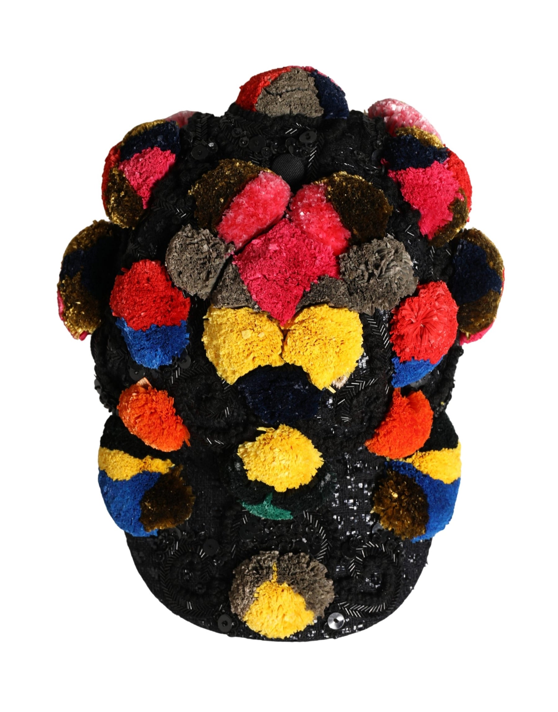 Dolce & Gabbana Multicolor Pom Poms Sequin Embellishment Hat | Regal Royce