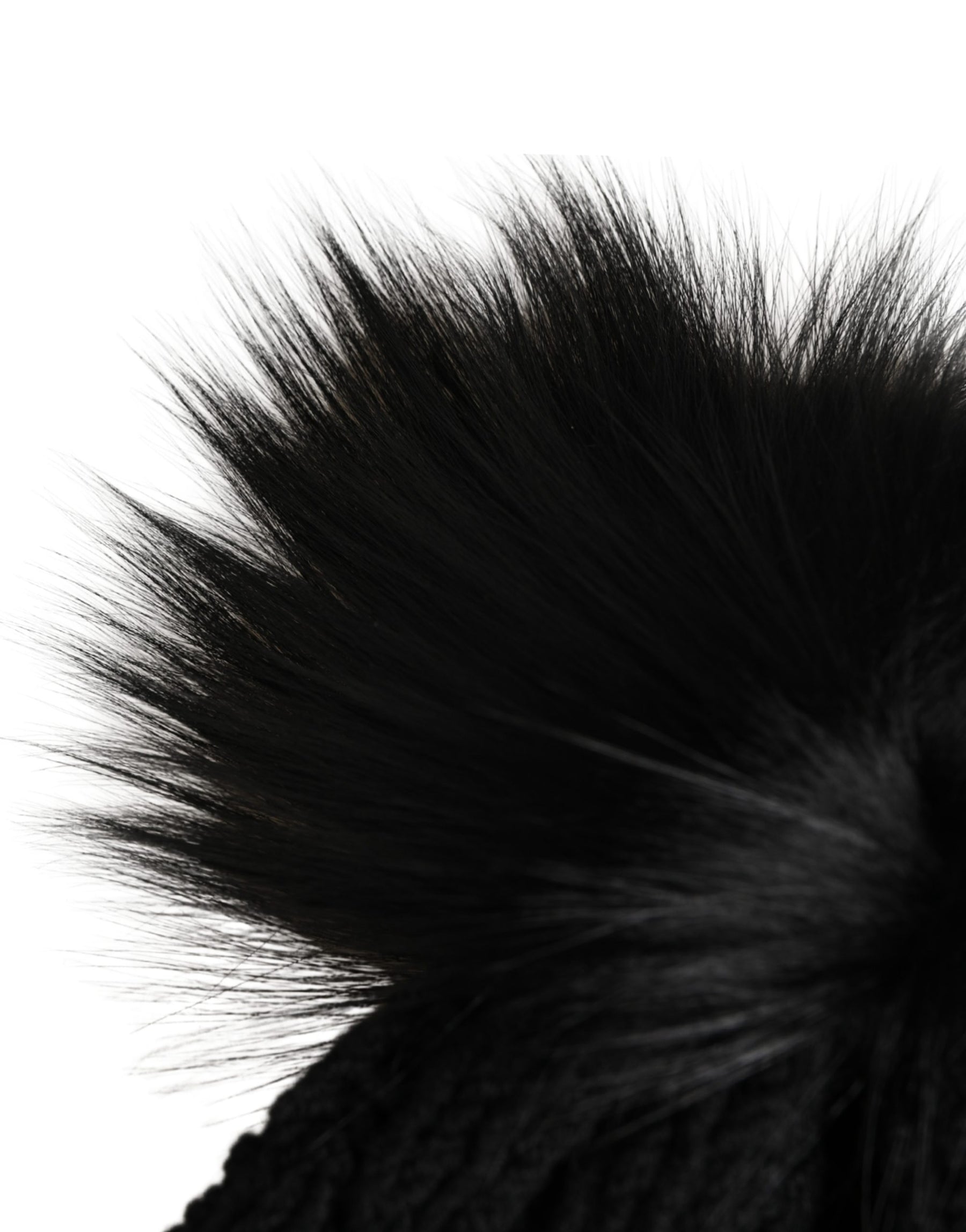Dolce & Gabbana Black Acrylic Knitted Fur Winter Beanie | Regal Royce