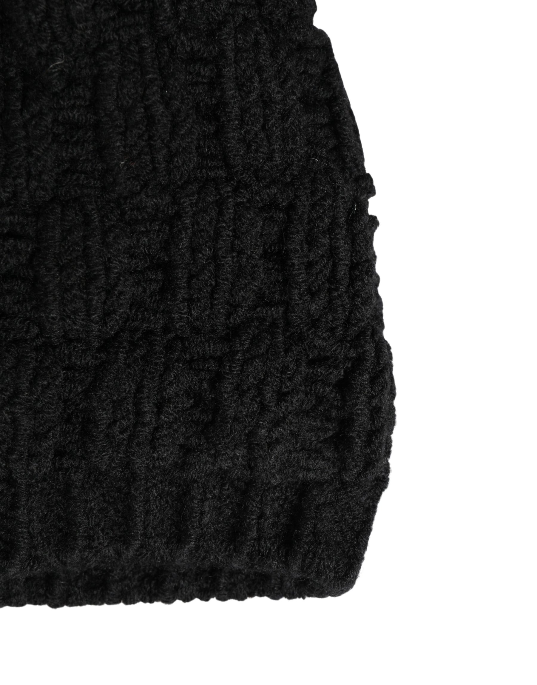 Dolce & Gabbana Black Acrylic Knitted Fur Winter Beanie | Regal Royce