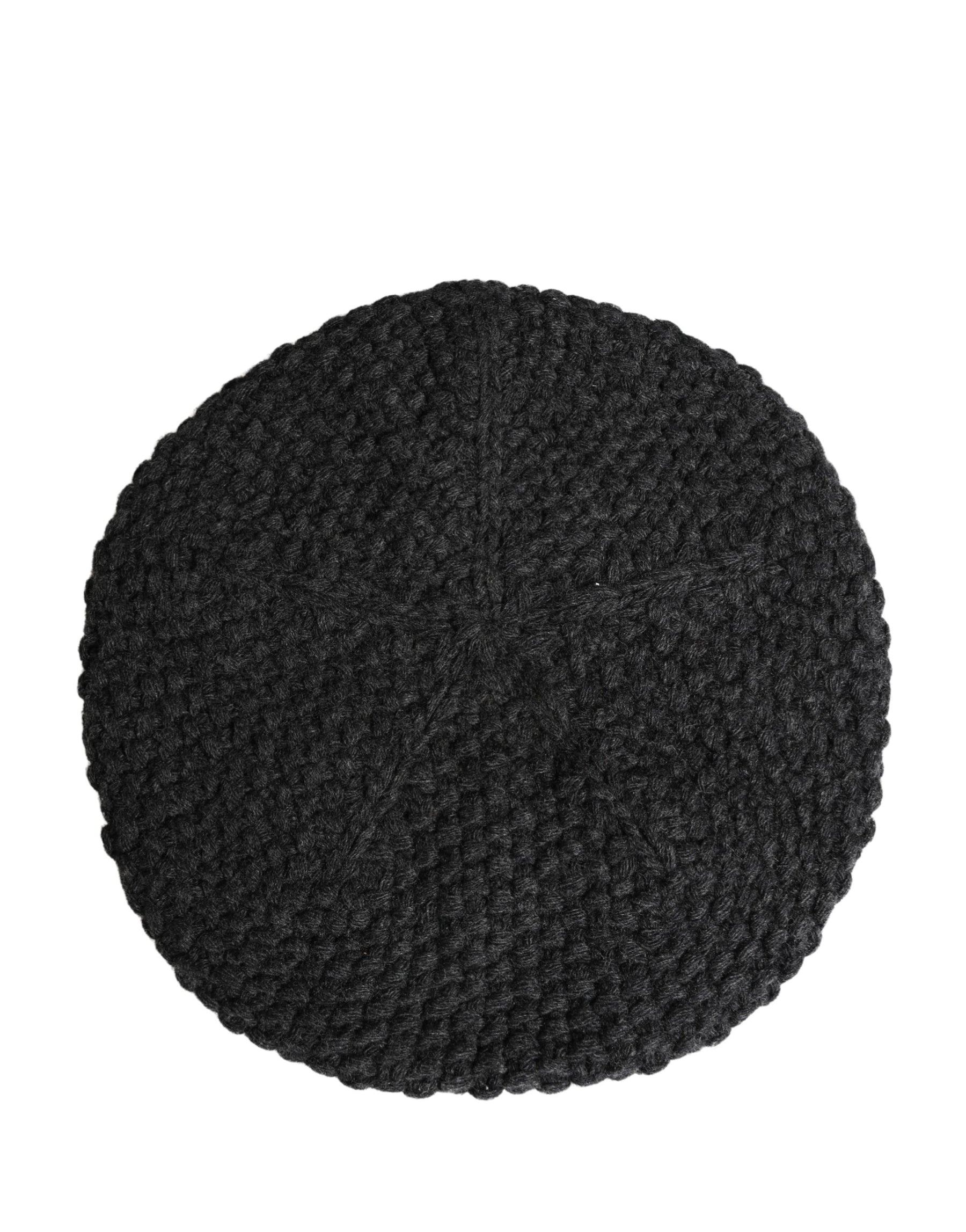 Dolce & Gabbana Black Virgin Wool Knitted Winter Beret Hat | Regal Royce